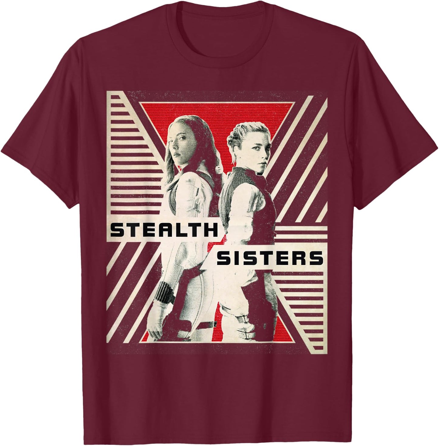 Marvel Black Widow Stealth Sisters Poster T-Shirt - T-Shirt | Maroon