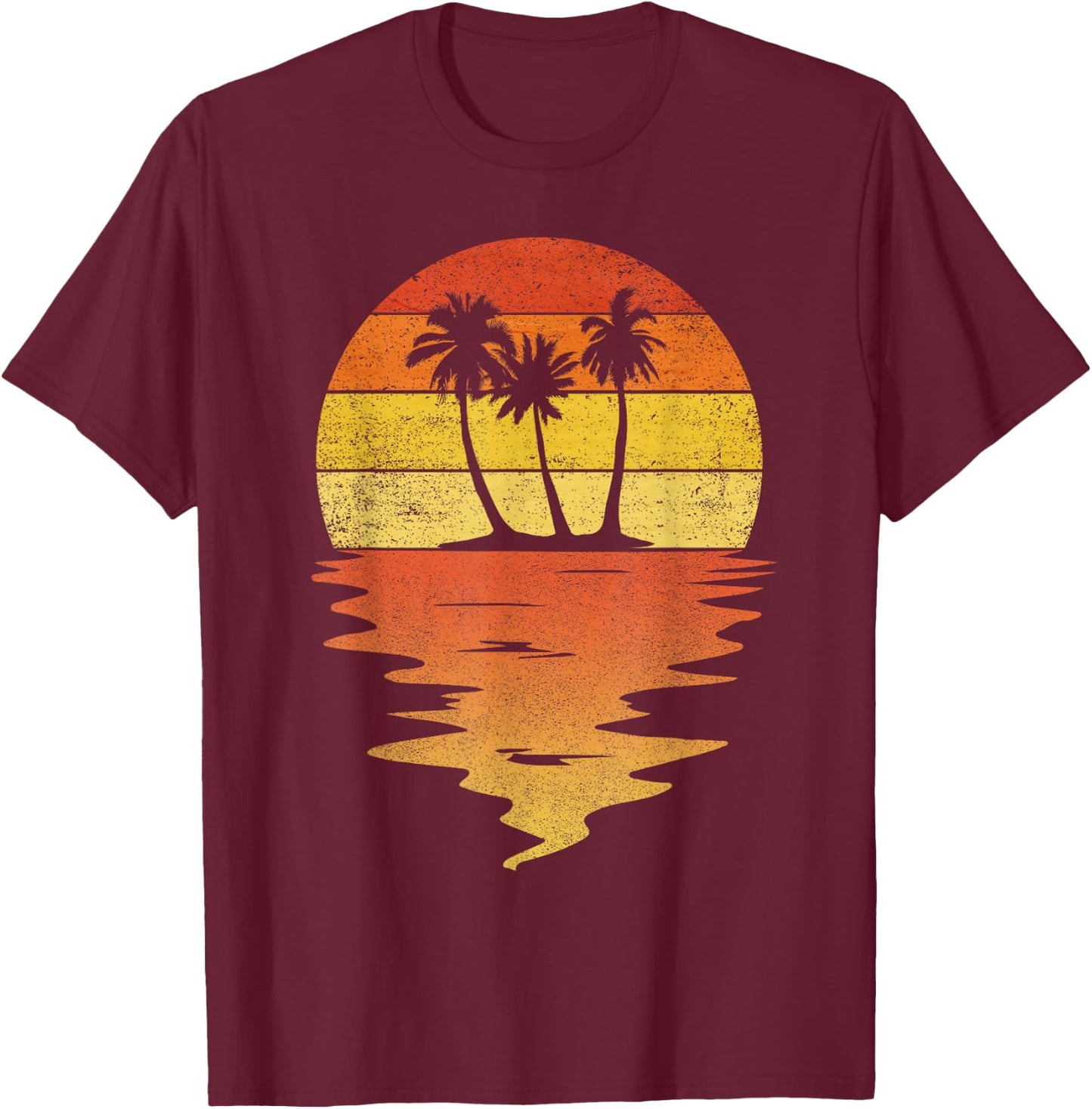 Palm Trees Shirt Retro Sunset 70s Vintage Palm Trees T-Shirt - T-Shirt | Maroon