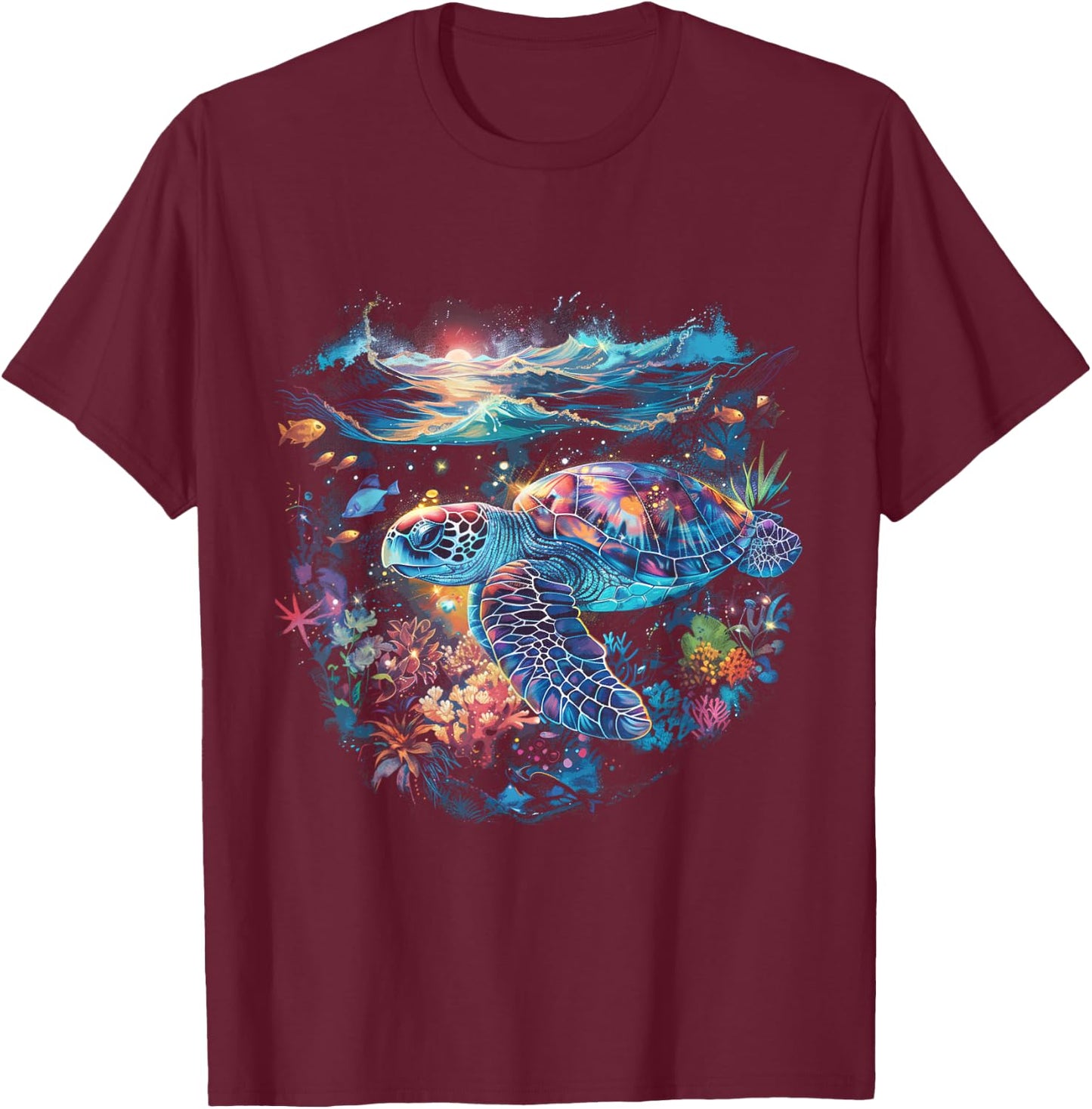 Sea Turtle Beach Lover Ocean Animal Graphic Novelty T-Shirt - T-Shirt | Maroon