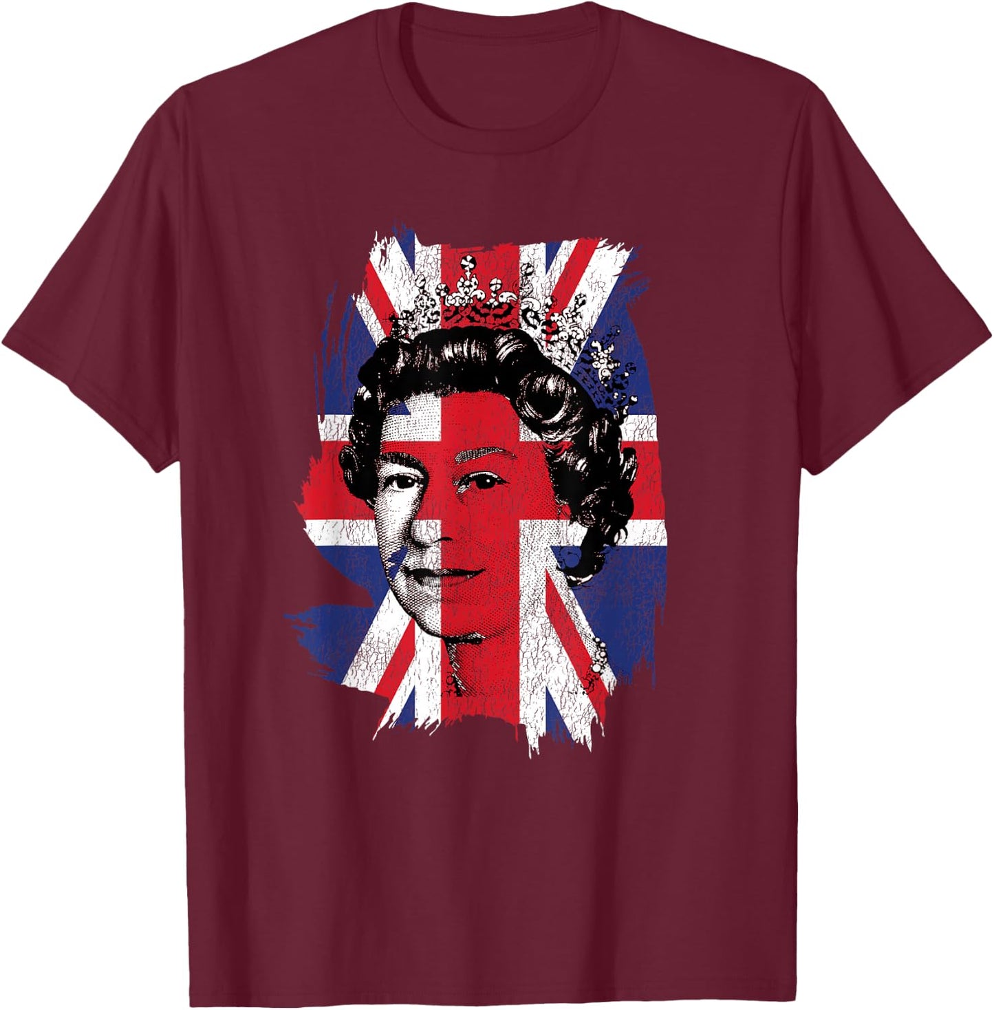 Elizabeth Queen of England Union Jack Flag Queen of England T-Shirt - T-Shirt | Maroon