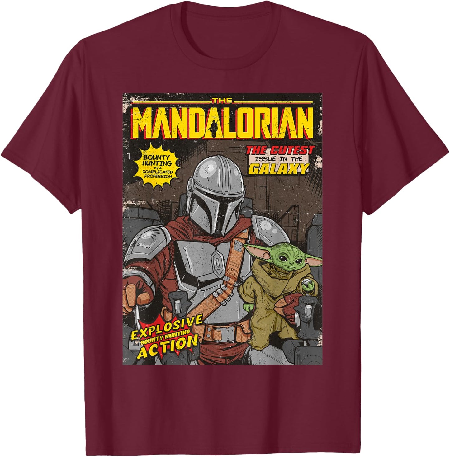 Star Wars The Mandalorian Comic Cover T-Shirt - T-Shirt | Maroon