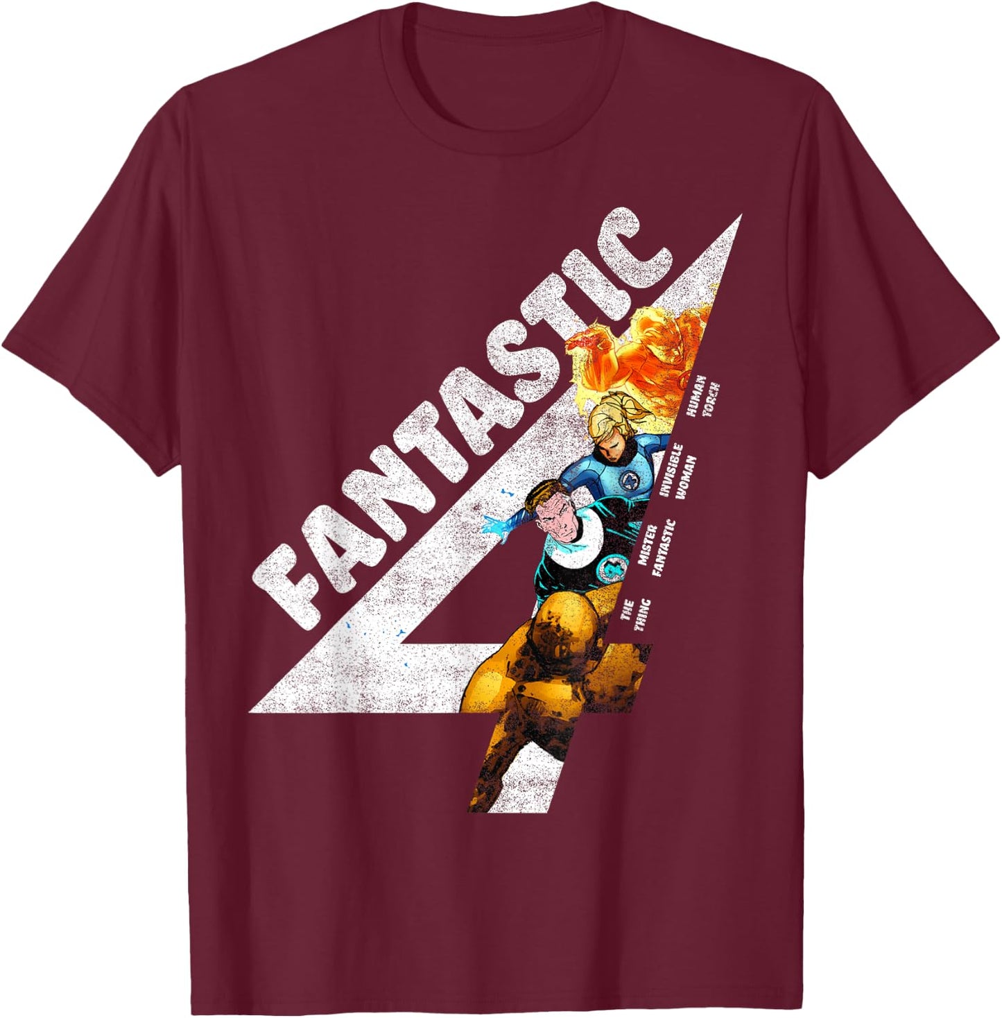 Marvel Fantastic Four Group Shot Logo Fill T-Shirt - T-Shirt | Maroon