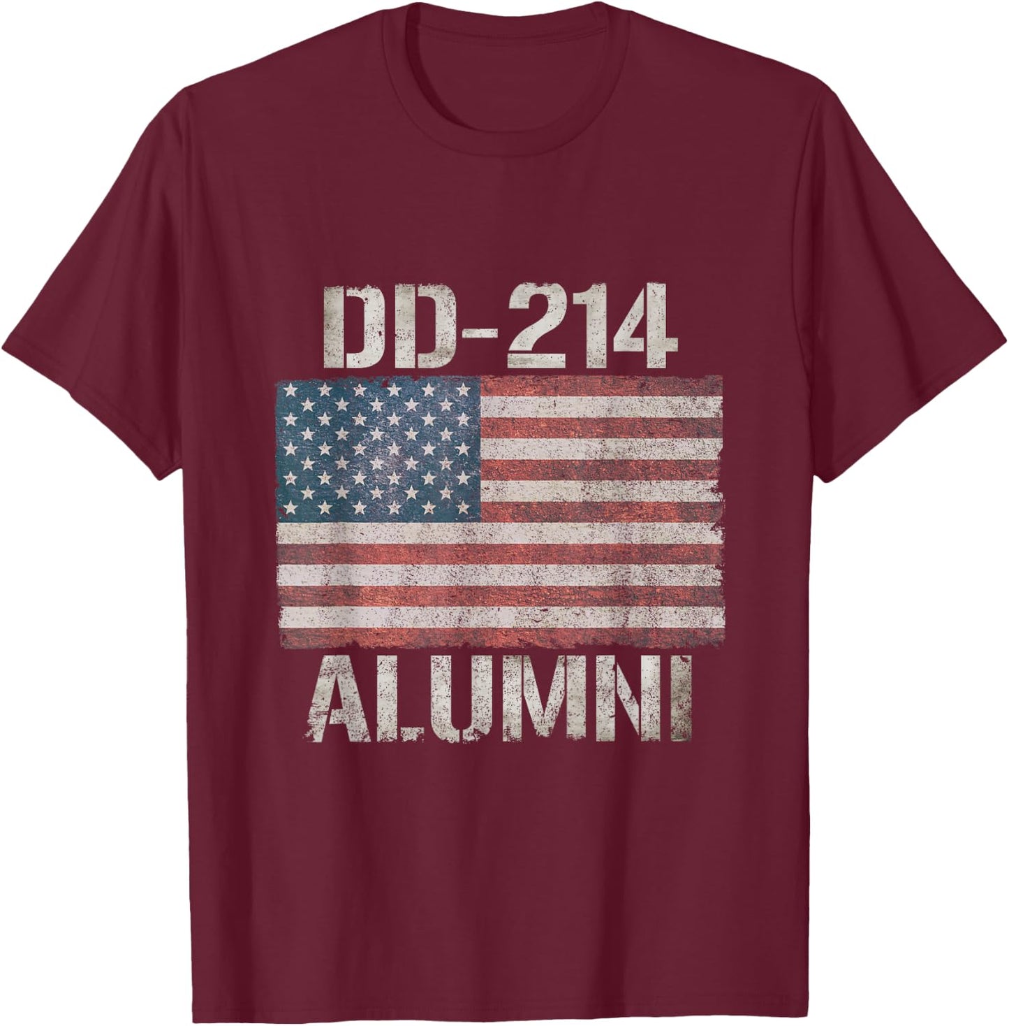 DD-214 American Flag US Retirement Military Veteran T-Shirt - T-Shirt | Maroon