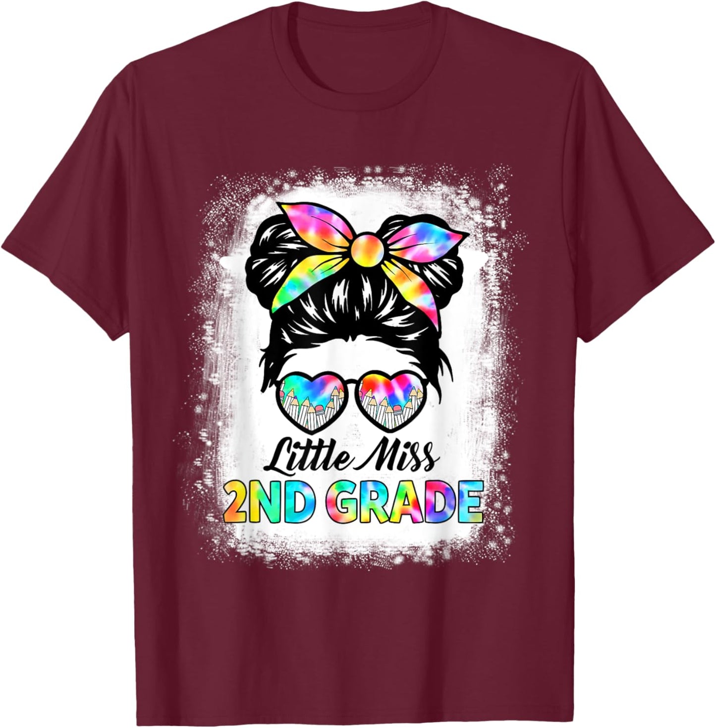 Girls Second Grade Back To School Cute Little Miss 2nd Grade T-Shirt - T-Shirt | Maroon