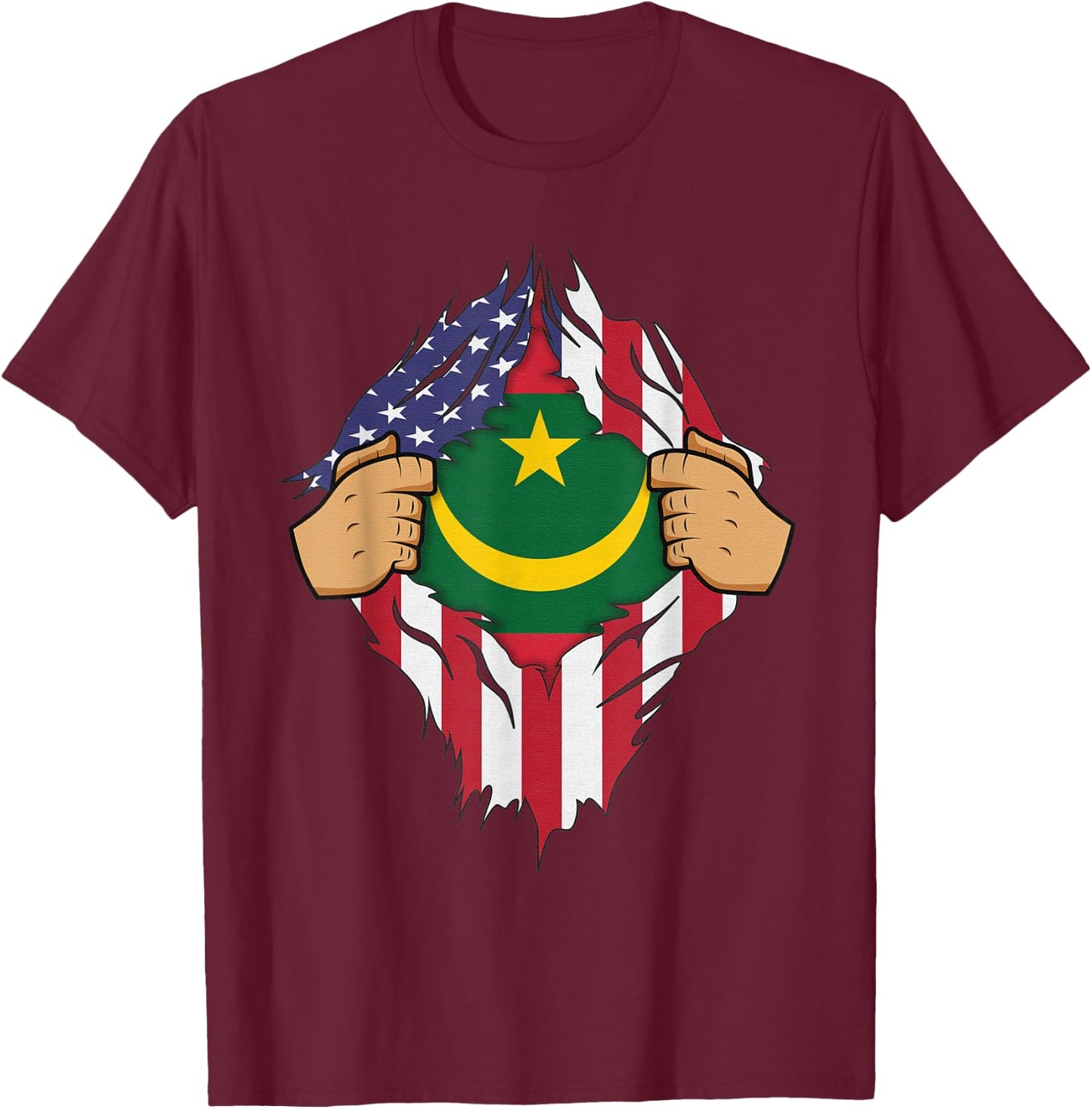MAURITANIAN FLAG MAURITANIA Men Women Kids Gift T-Shirt - T-Shirt | Maroon
