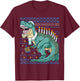 Menorasaurus Rex Hanukkah Shirt Jewish Dinosaur Menorah T-Shirt - T-Shirt | Maroon