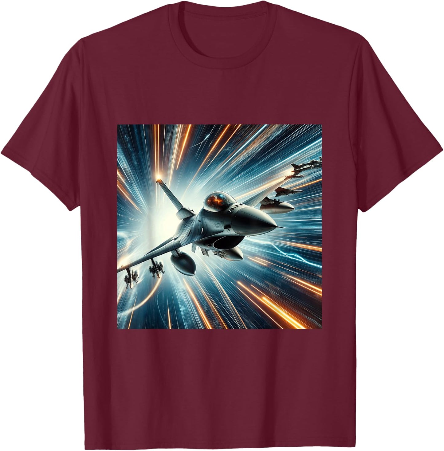 F-16 Fighting Falcon Fighter Jet Military Aircraft T-Shirt - T-Shirt | Maroon