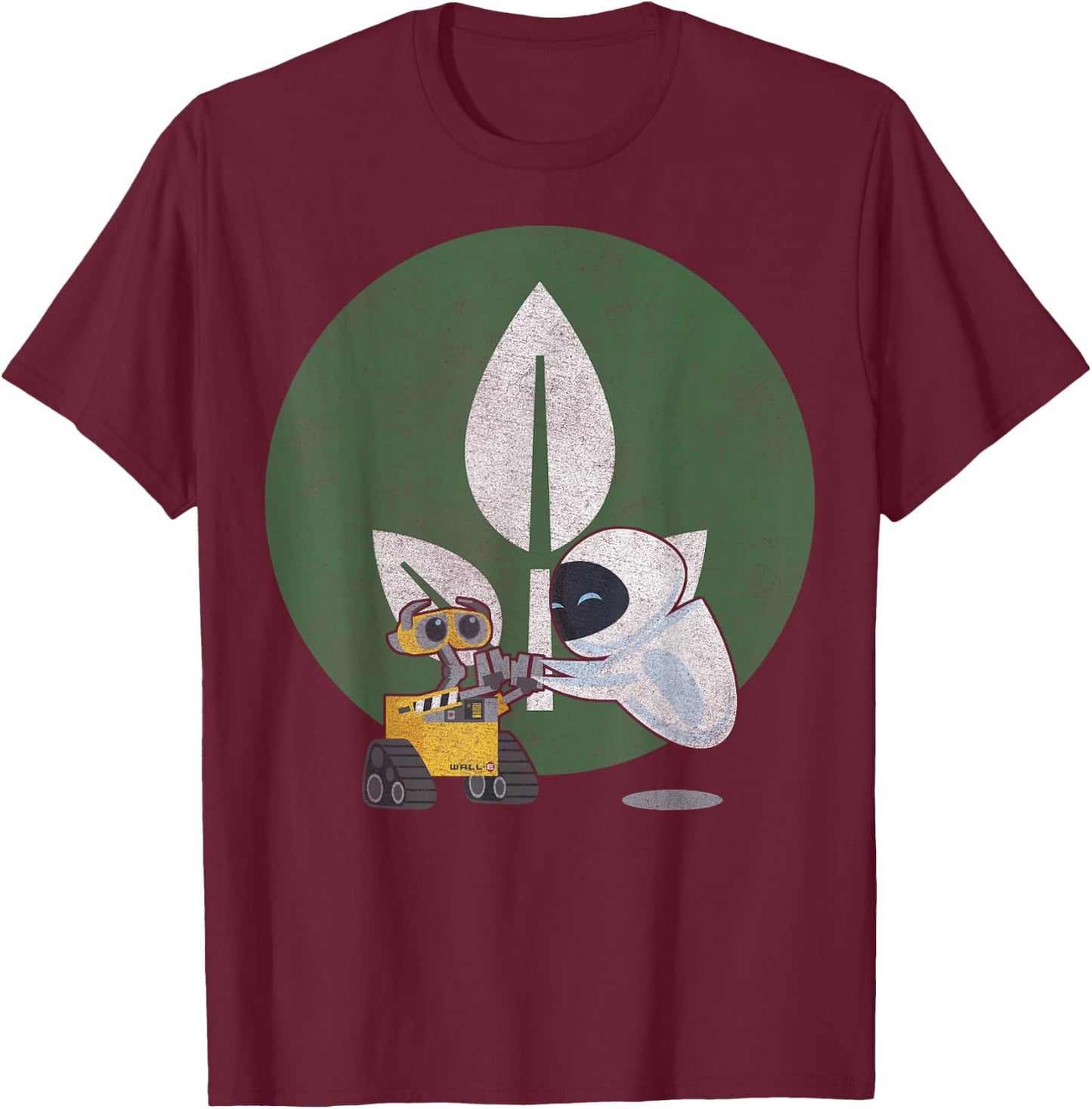 Disney Pixar Wall-E & Eve Leaf Logo T-Shirt - T-Shirt | Maroon