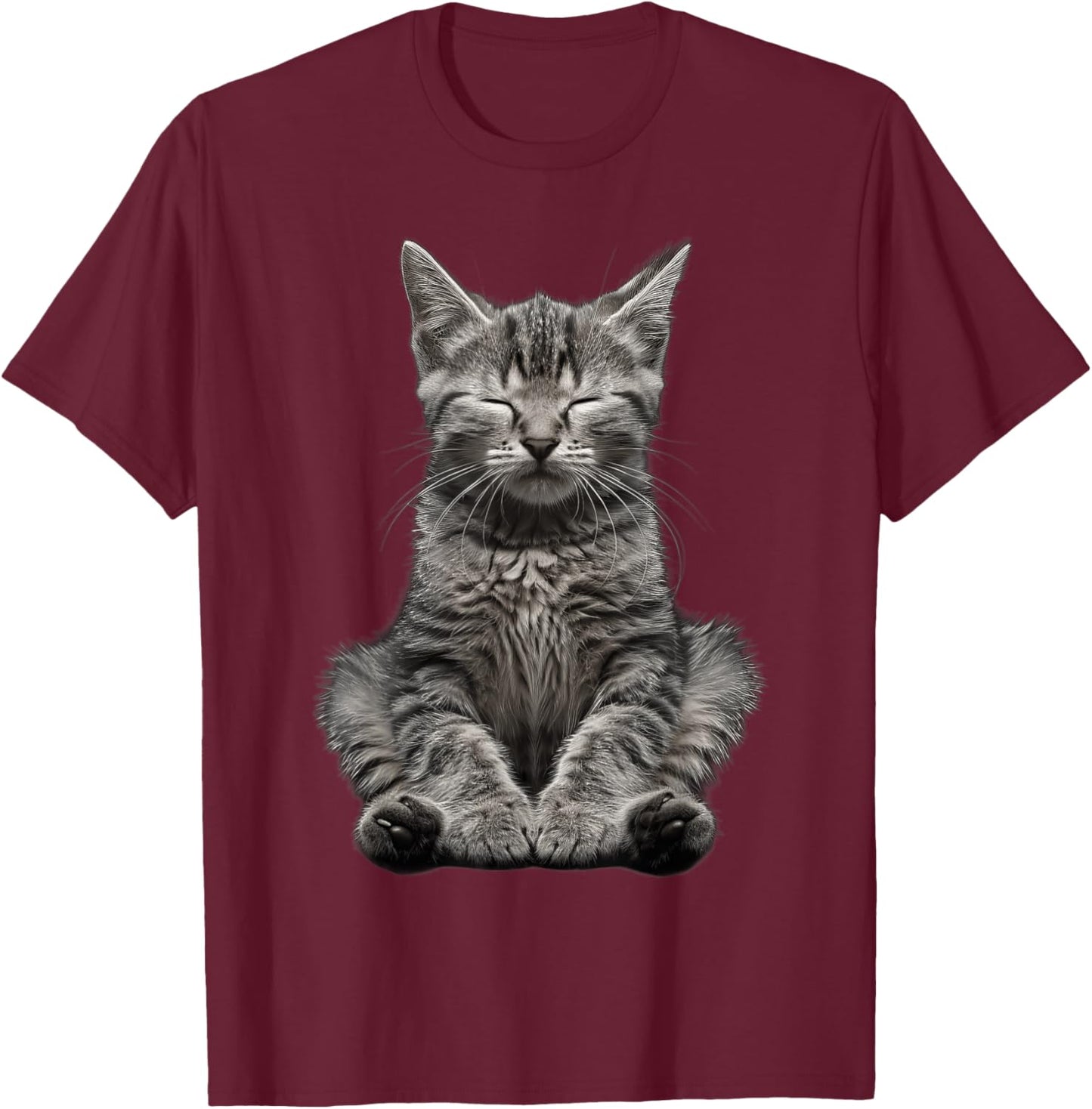 Cat Yoga T-Shirt - T-Shirt | Maroon