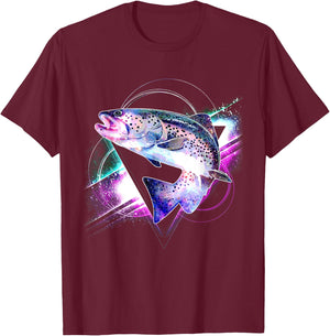 Aesthetic Galaxy Trout T-Shirt - T-Shirt | Maroon