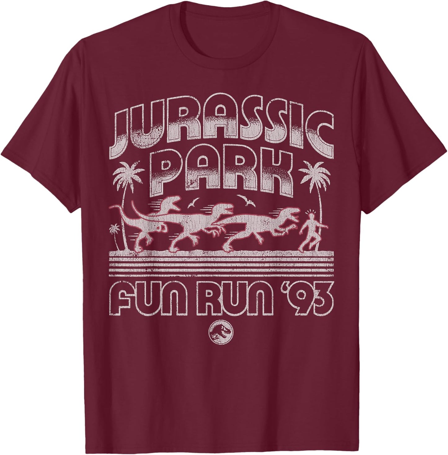 Jurassic Park Fun Run '93 Logo T-Shirt - T-Shirt | Maroon