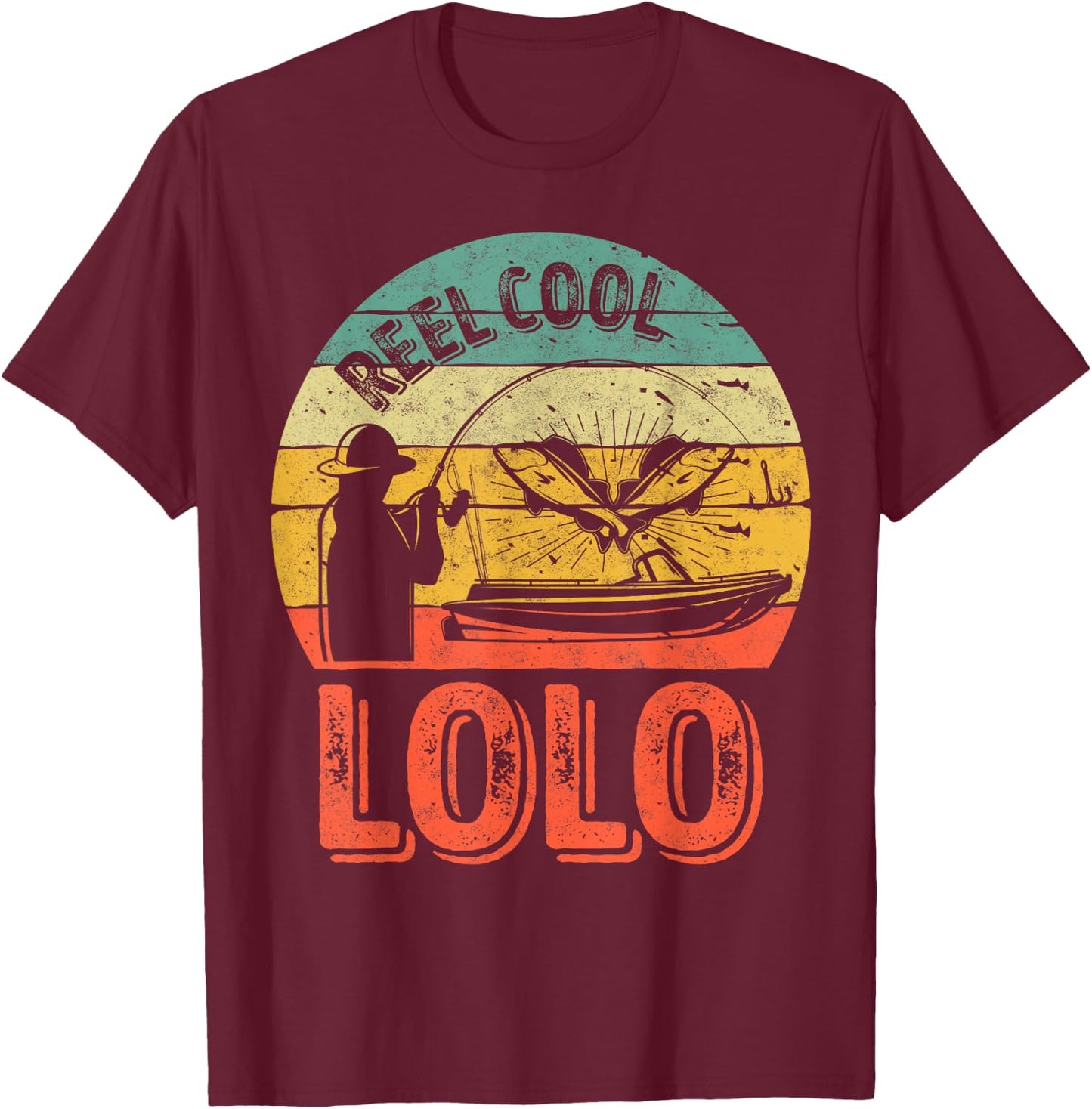 Reel Cool Lolo Shirt Fisherman Christmas Gift Father's Day T-Shirt - T-Shirt | Maroon