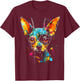 Chihuahua Art Colorful Animal Painting Pet Graphic Dog Men Women Kids T-Shirt - T-Shirt | Maroon
