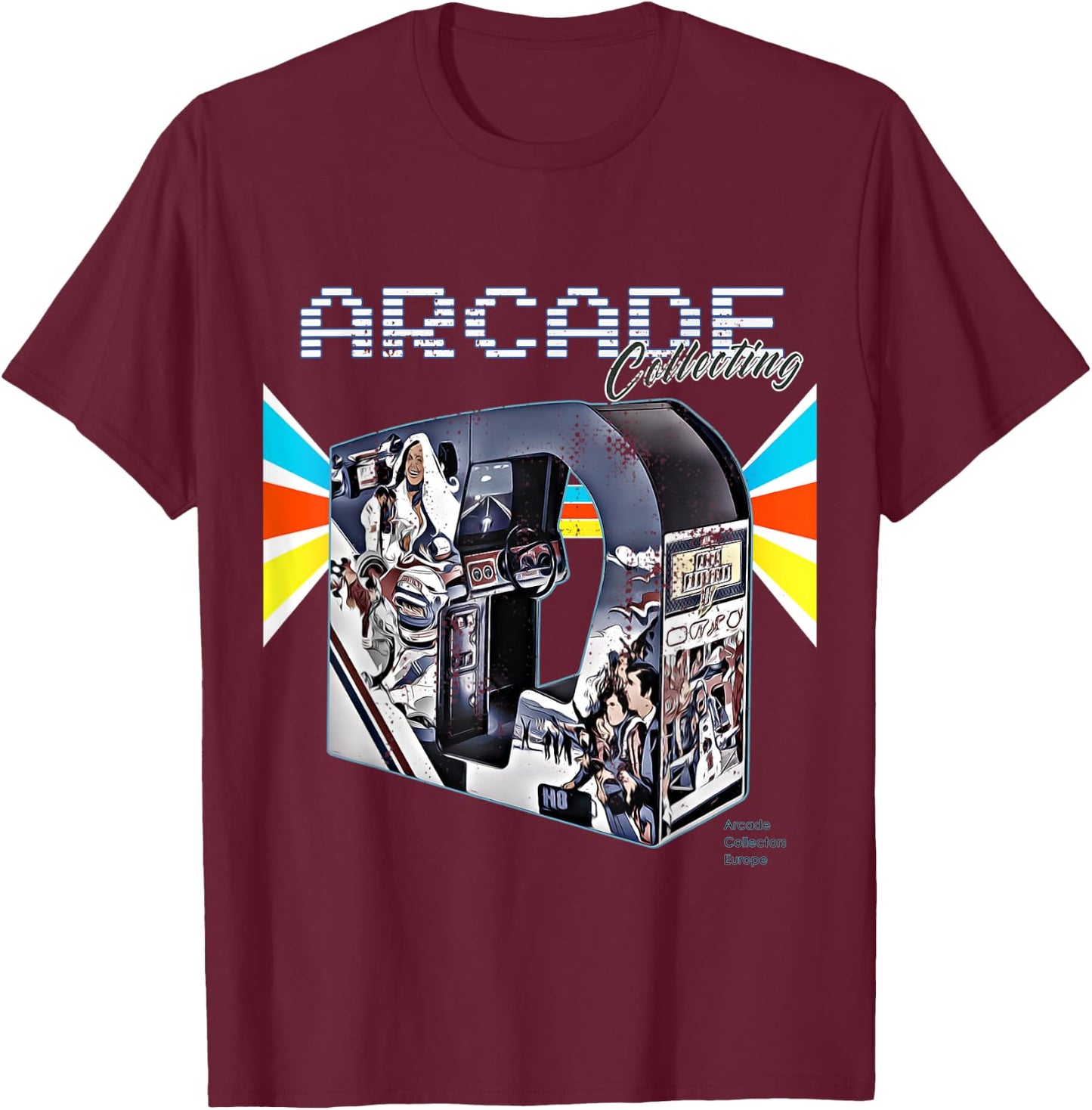Arcade cabinet machine 1970 1980 1990 Video Game Collection T-Shirt - T-Shirt | Maroon