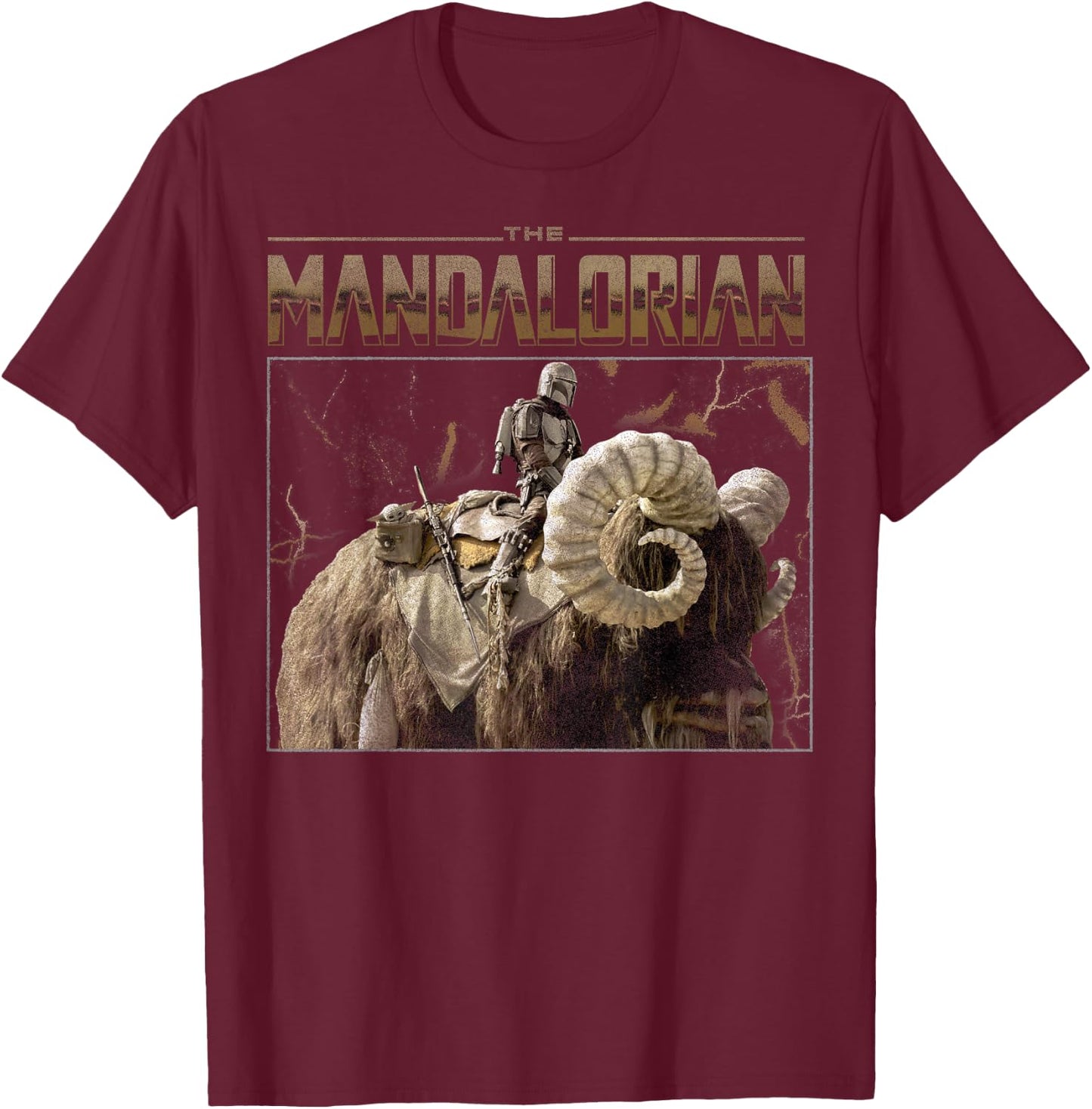 Star Wars: The Mandalorian & The Child Bantha Ride T-Shirt - T-Shirt | Maroon
