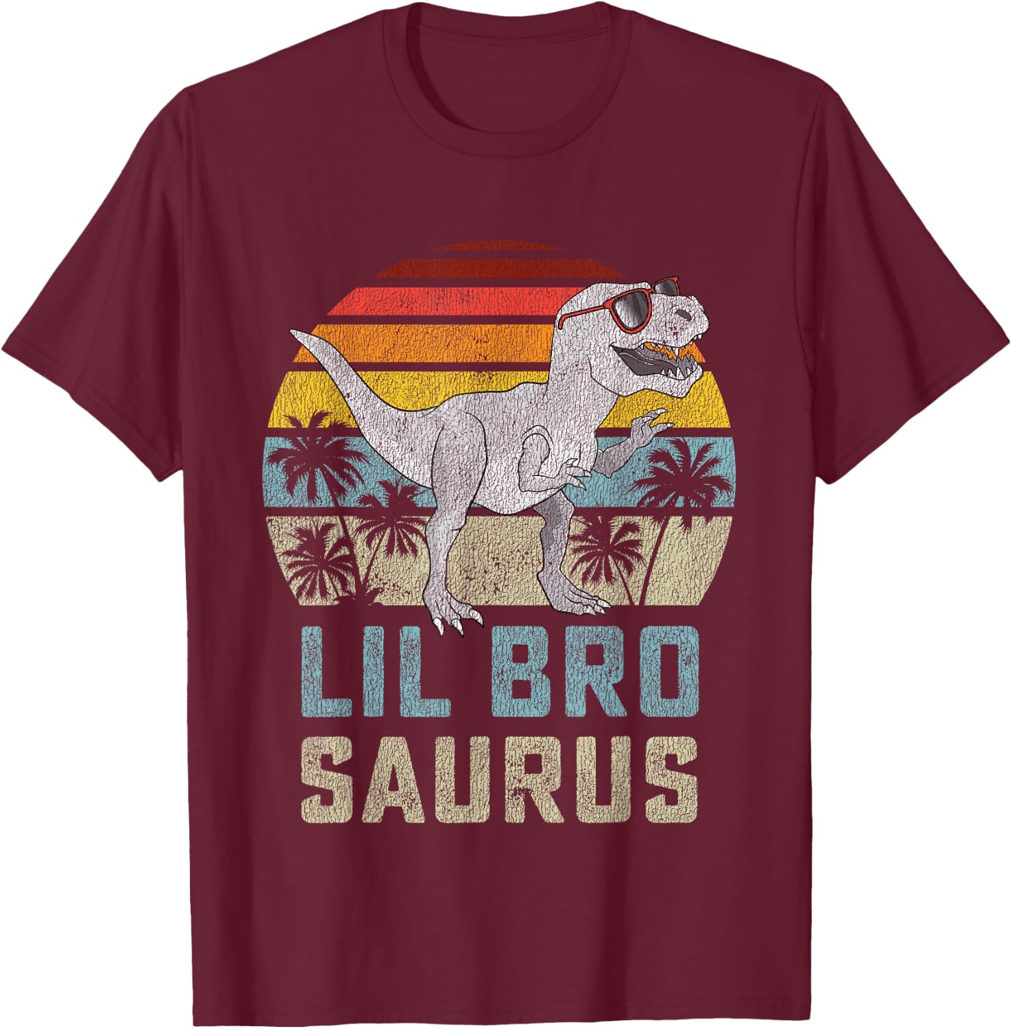 Lilbrosaurus T Rex Dinosaur Lil Bro Saurus Brother Family T-Shirt - T-Shirt | Maroon