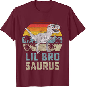Lilbrosaurus T Rex Dinosaur Lil Bro Saurus Brother Family T-Shirt - T-Shirt | Maroon