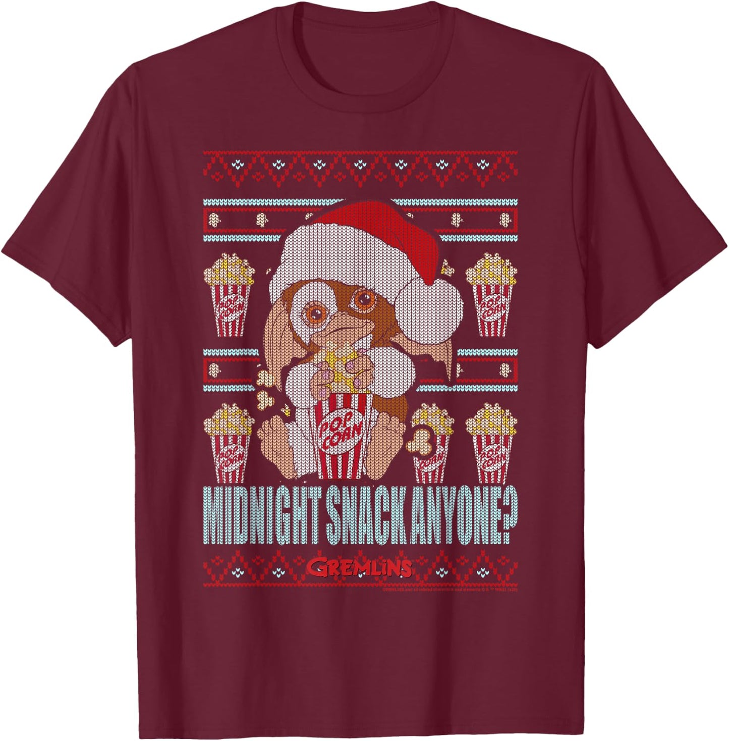 Gremlins Christmas Midnight Snack Anyone Ugly Sweater T-Shirt - T-Shirt | Maroon