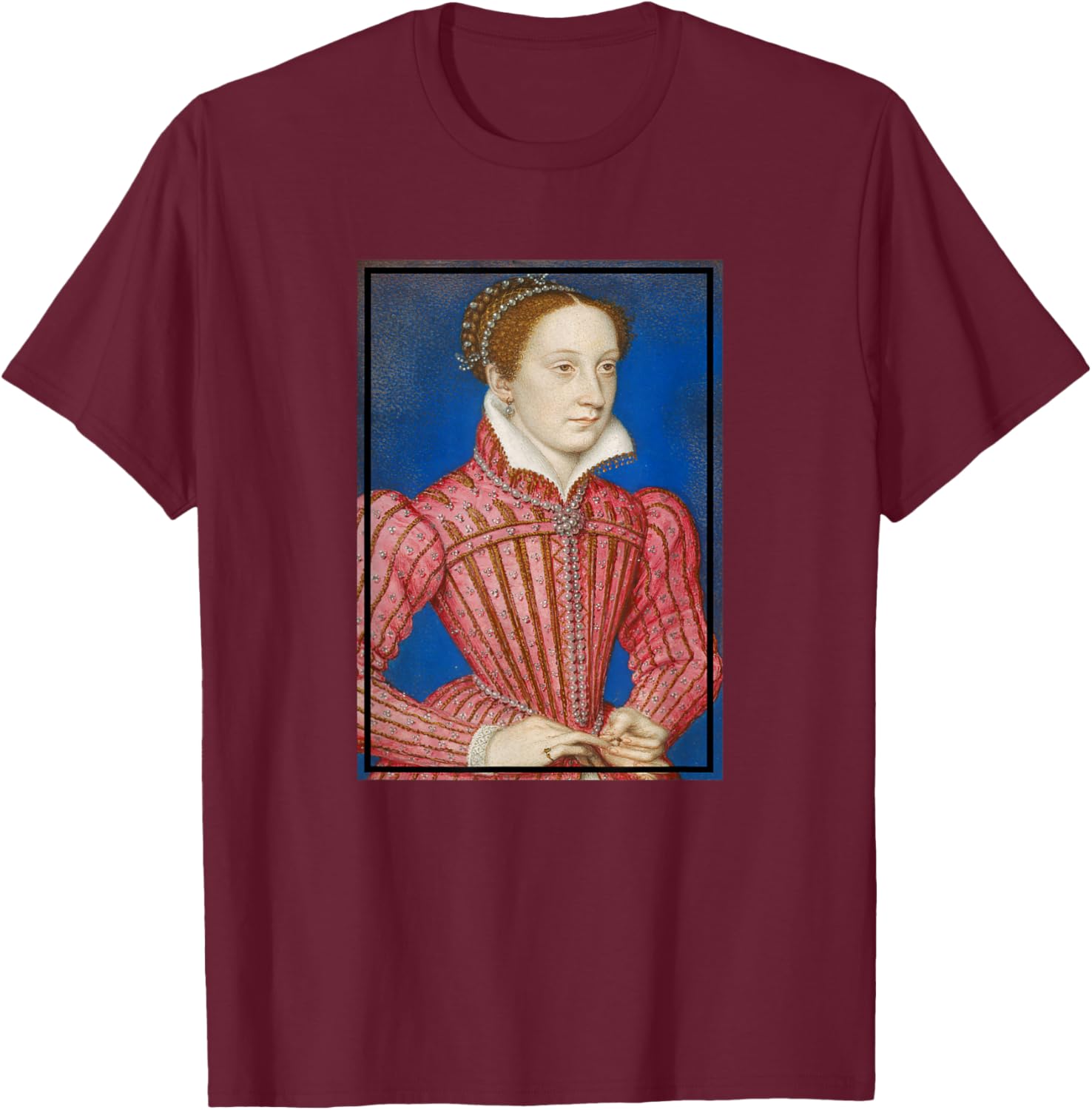 Mary, Queen of Scots Portrait Painting (1560) T-Shirt - T-Shirt | Maroon
