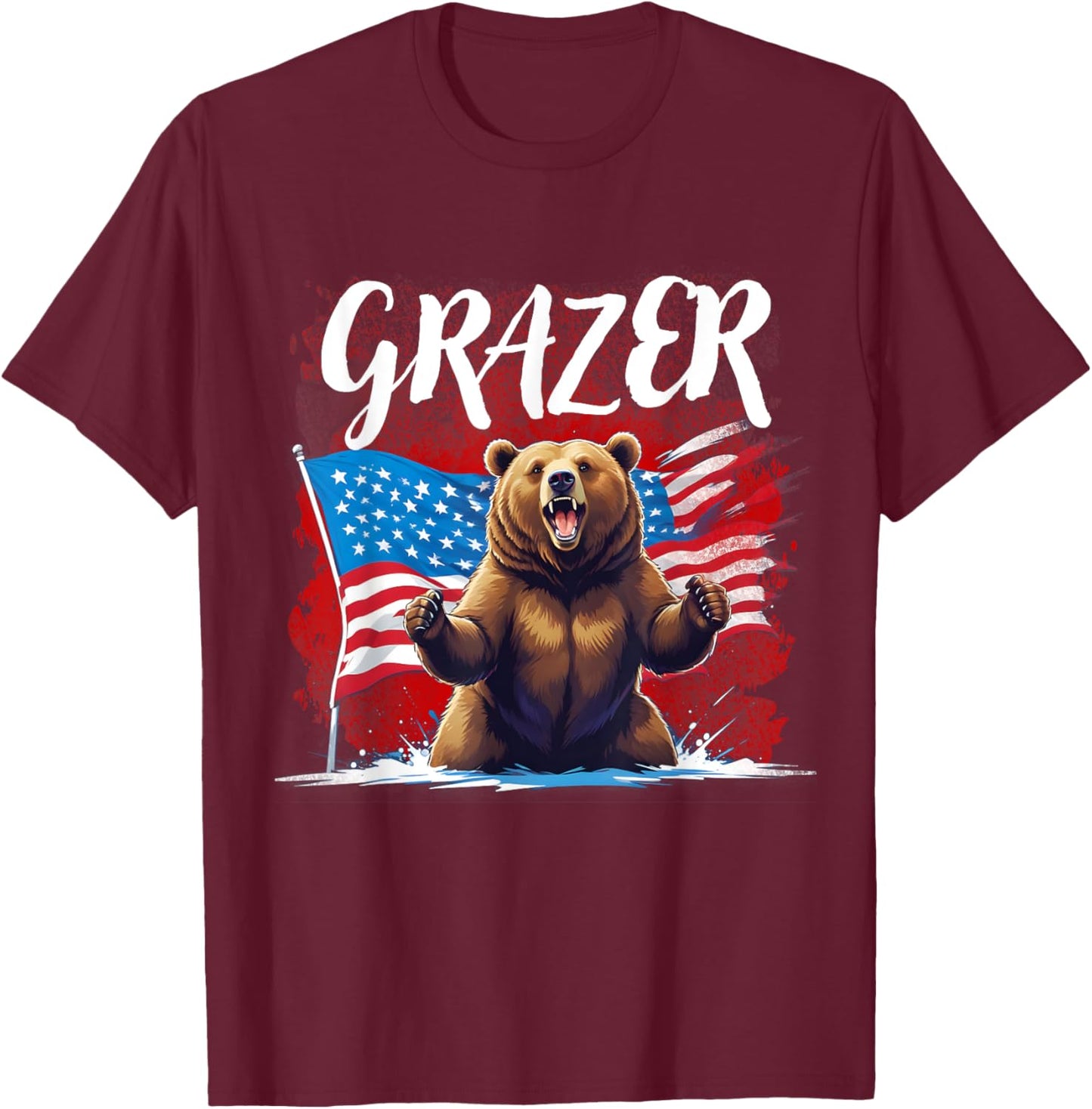 Grazer bear Men Women patriotic design T-Shirt - T-Shirt | Maroon