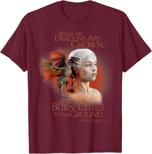 Game of Thrones Daenerys We Will Burn Cities T-Shirt - T-Shirt | Maroon