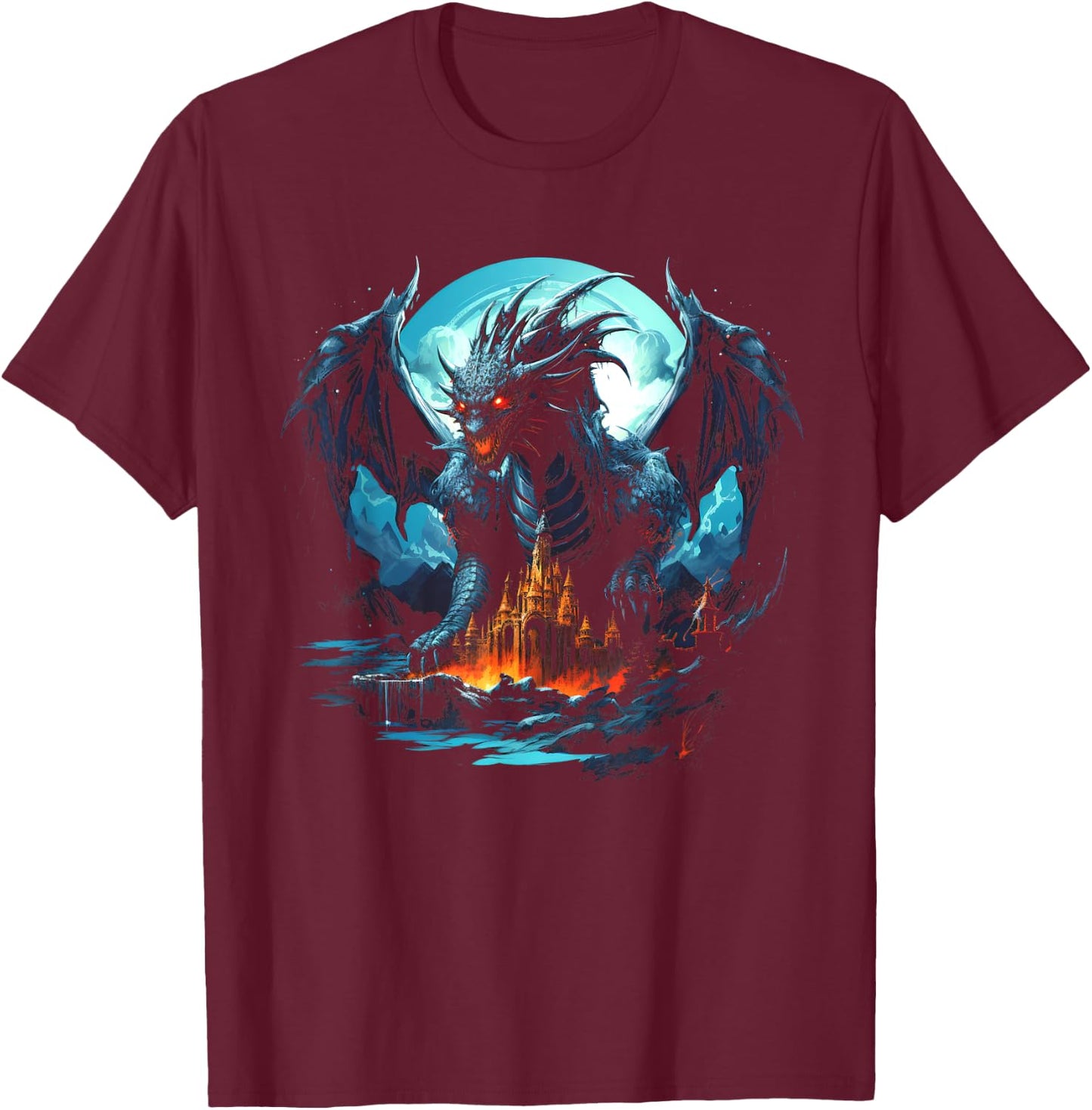 Frost Dragon Ice Dragon T-Shirt - T-Shirt | Maroon