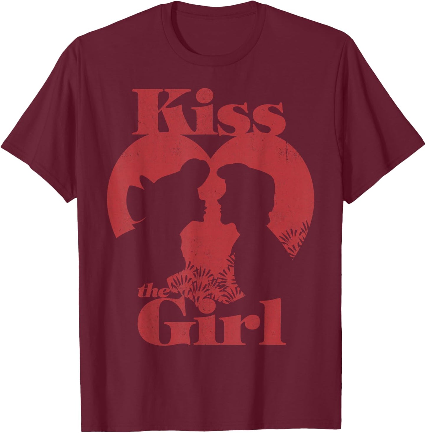 Disney The Little Mermaid Ariel and Eric Kiss The Girl Small T-Shirt - T-Shirt | Maroon