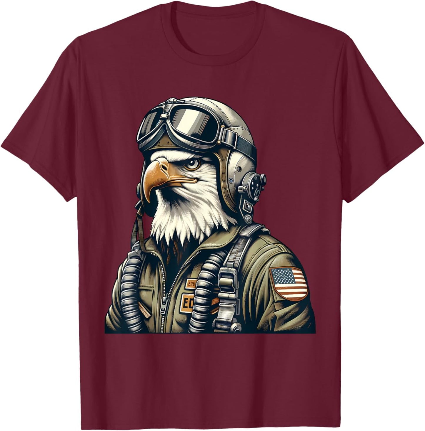 Bald Eagle Pilot Fighter Aviator T-Shirt - T-Shirt | Maroon