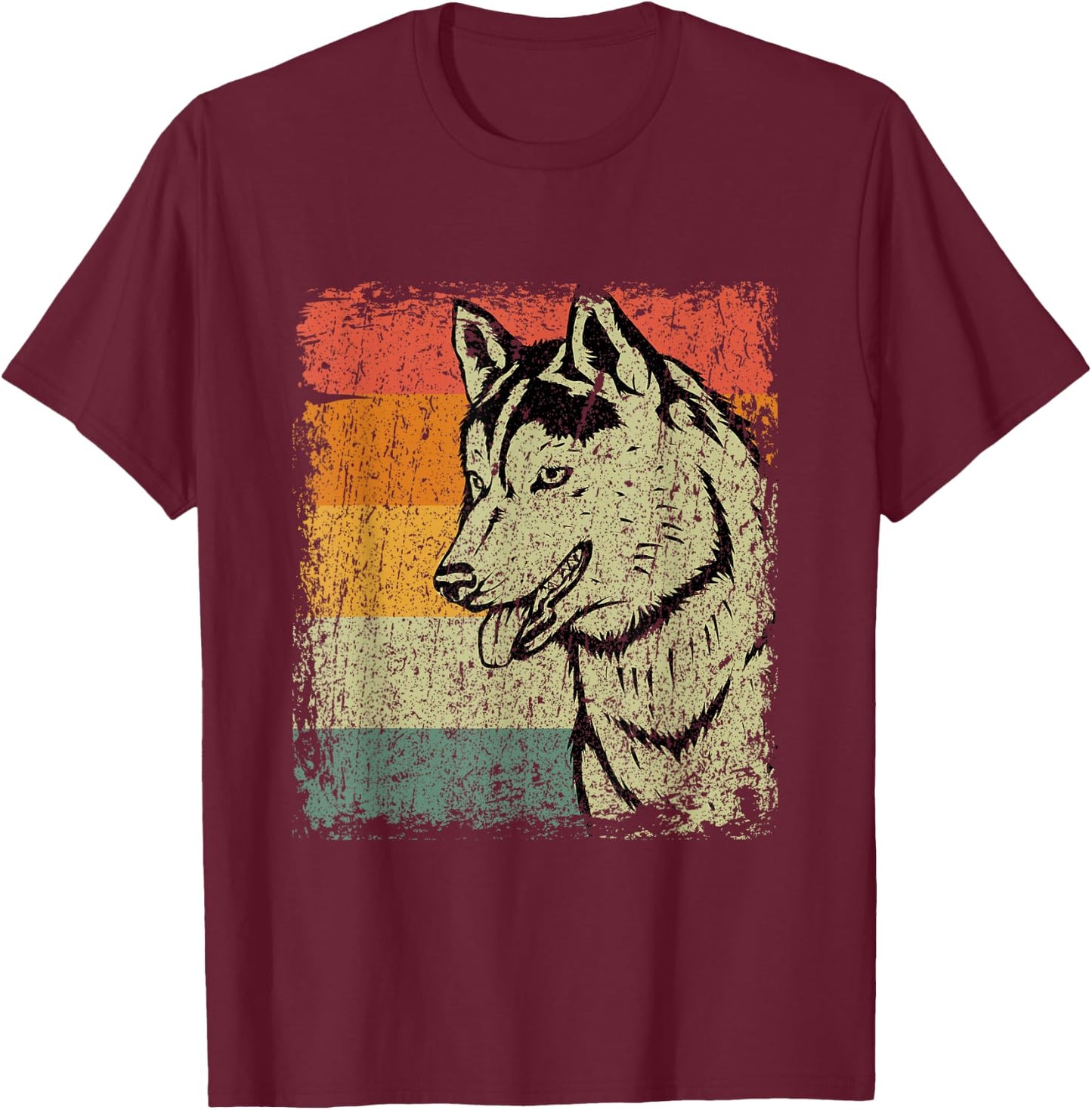 Retro Siberian Husky Dog Gift Vintage Husky T-Shirt - T-Shirt | Maroon