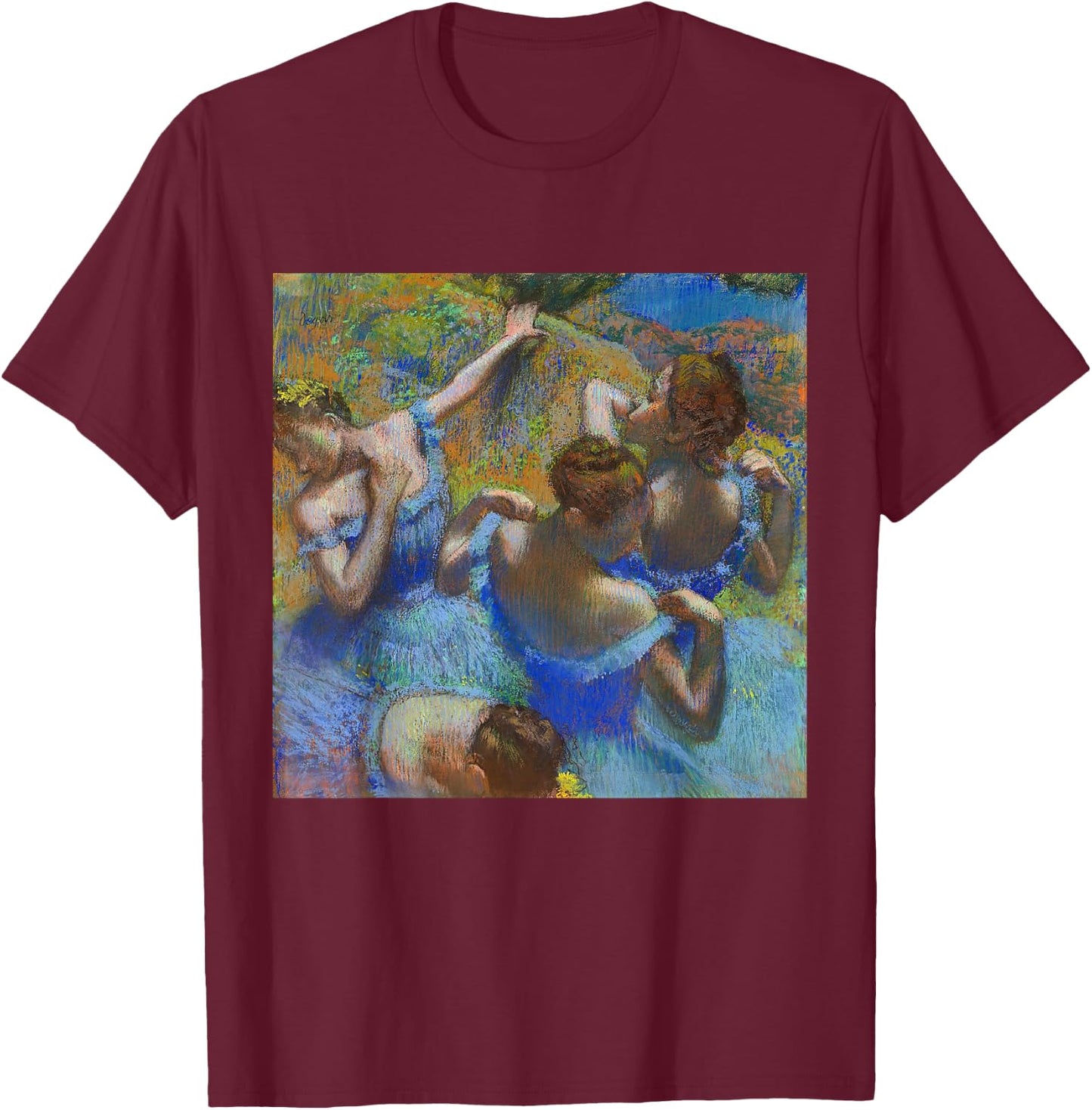 Edgar Degas Ballerina's in Blue | Ballet Impressionism Art T-Shirt - T-Shirt | Maroon