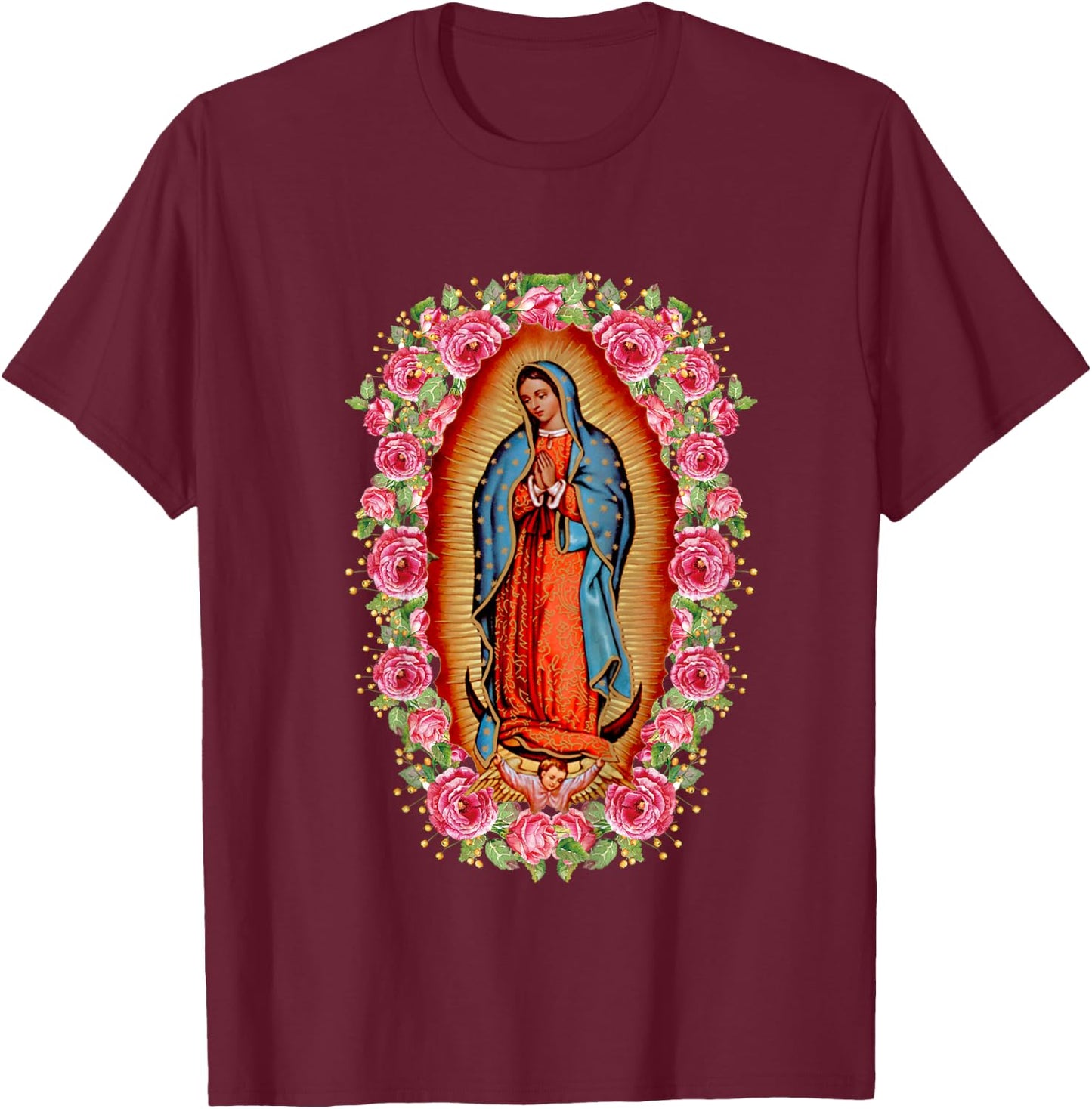 Our Lady Virgen De Guadalupe Mary Maria T-Shirt - T-Shirt | Maroon