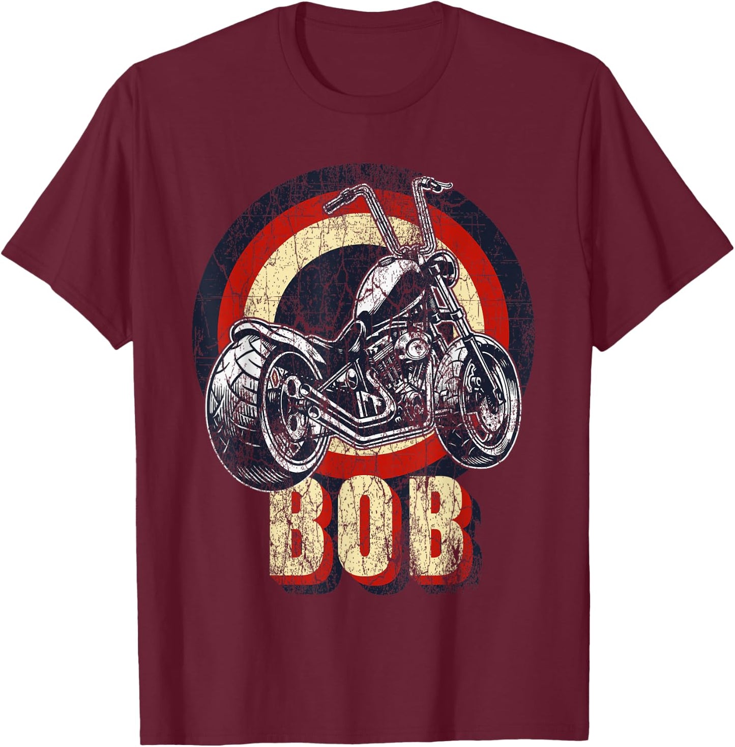 Bob the Bobber Customized Chop Motorcycle Bikers Vintage T-Shirt - T-Shirt | Maroon