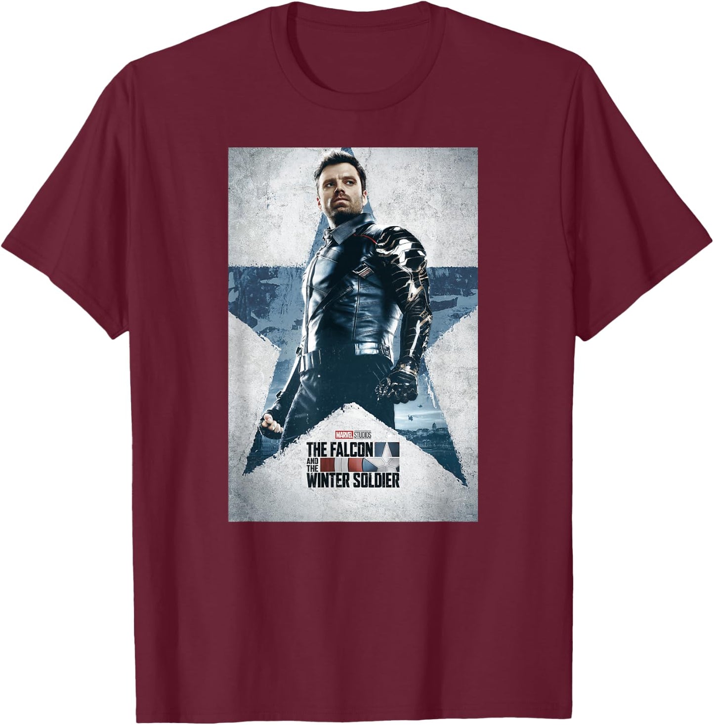 Marvel The Falcon and The Winter Soldier Bucky Barnes Poster T-Shirt - T-Shirt | Maroon