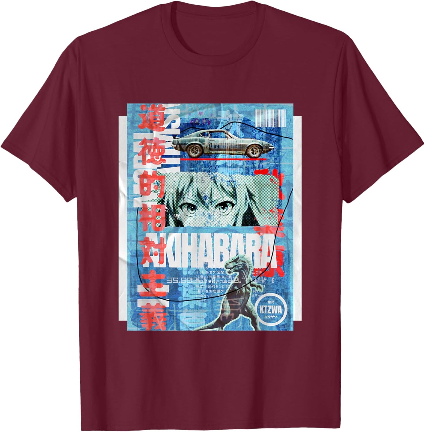 Japanese Retro Vintage 90s 80s Streetwear Tokyo Anime Manga T-Shirt - T-Shirt | Maroon