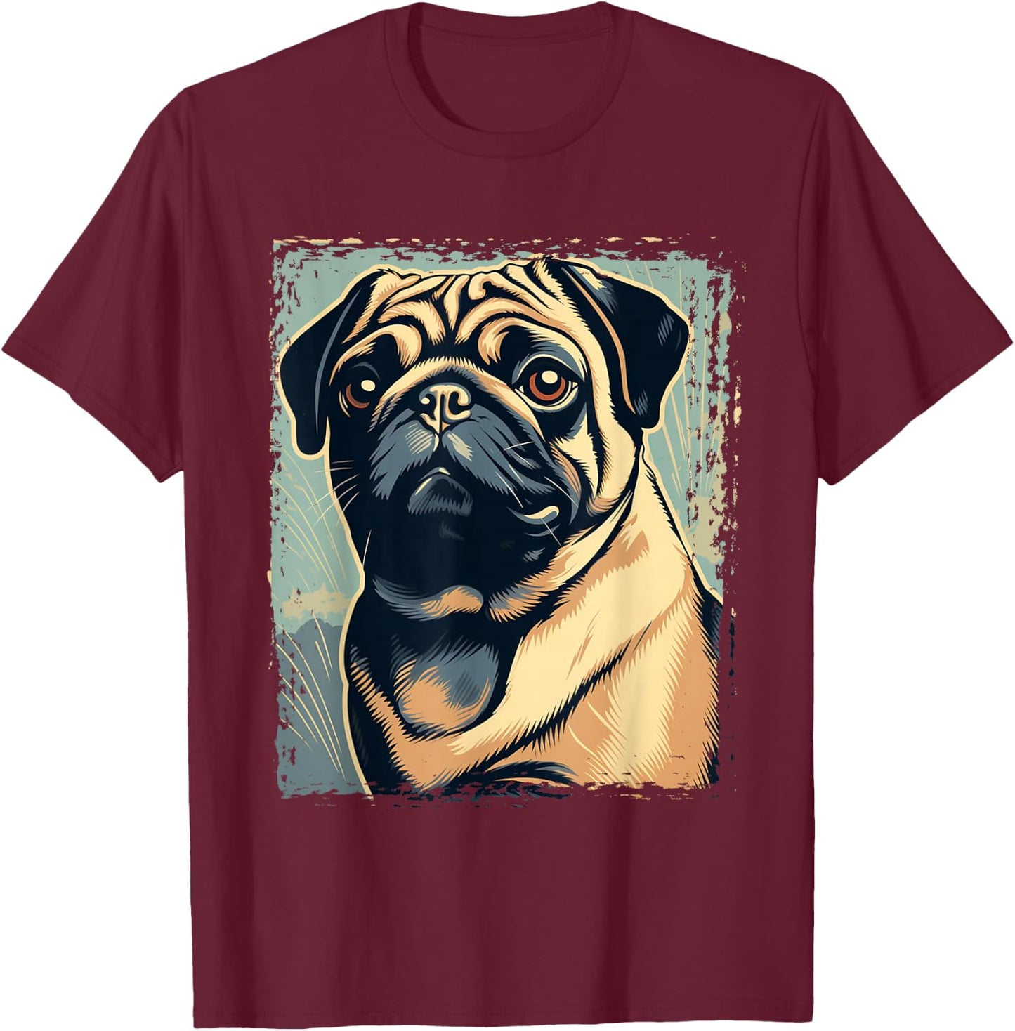 Pug Shirt Funny Pug Owner Watercolor Pug Lover Funny T-Shirt - T-Shirt | Maroon