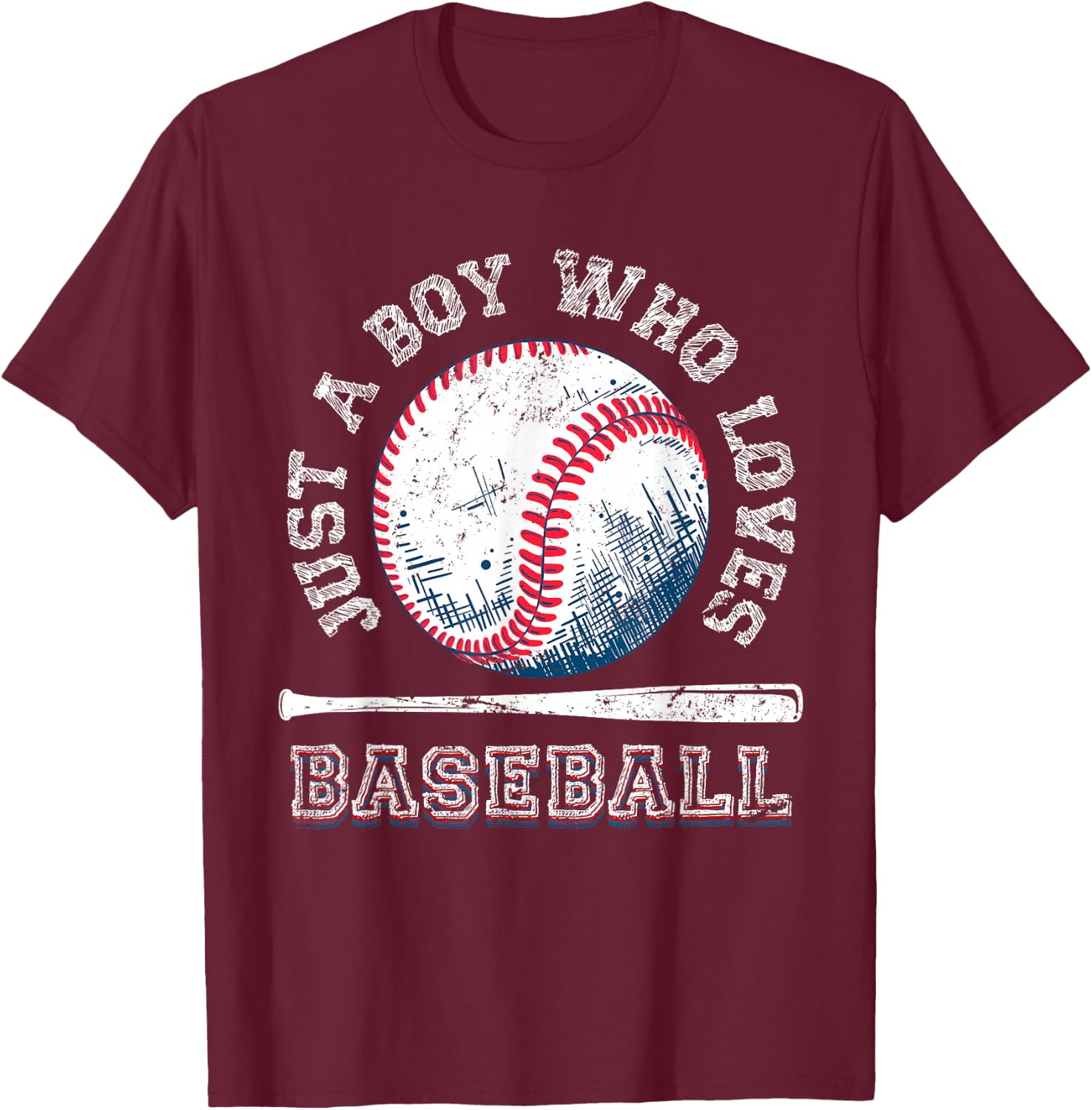 American Sport Fan Baseball Lover Boys Batter Baseball T-Shirt - T-Shirt | Maroon