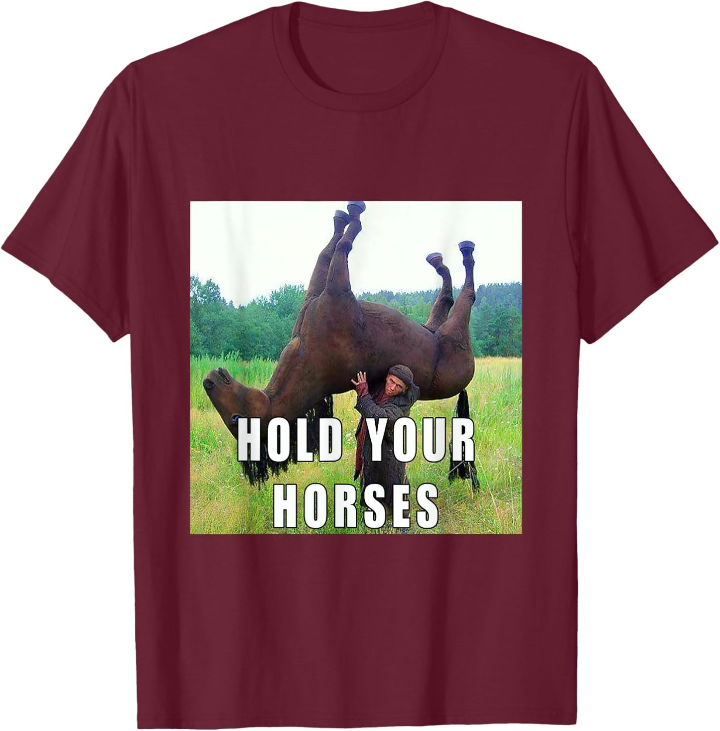 Hold Your Horse Funny Meme Women T-Shirt - T-Shirt | Maroon