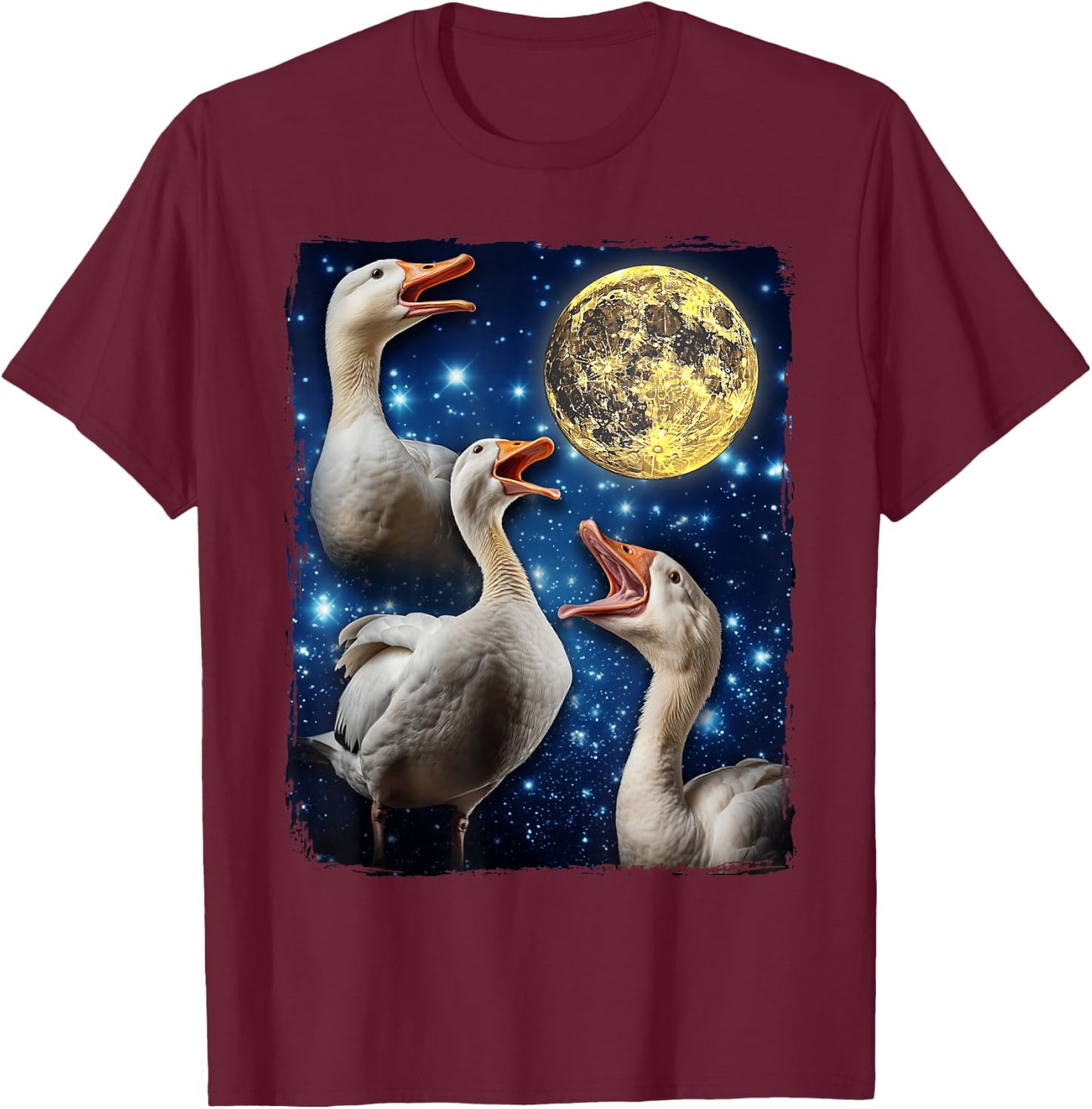 Goose Howling At Moon T-Shirt - T-Shirt | Maroon