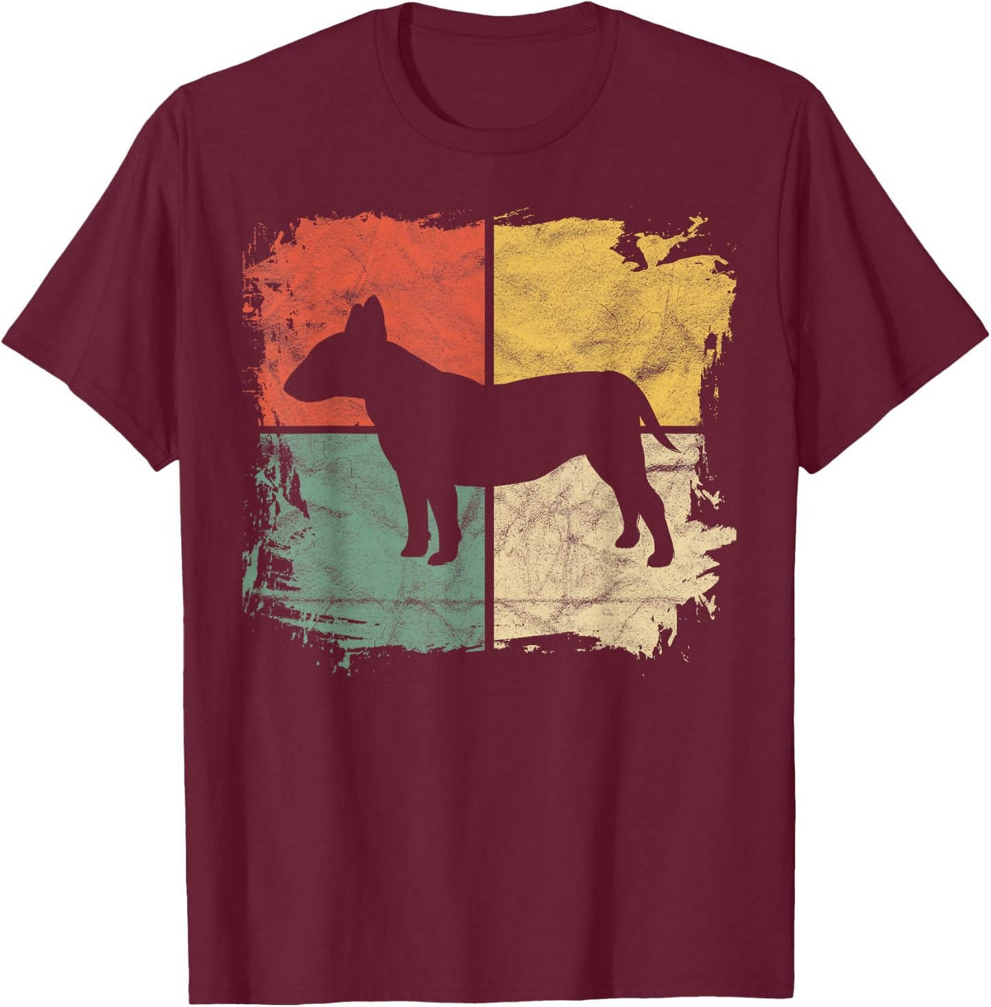 Square Retro Bull Terrier Owner Gift Dog Bully Dad Pet Mom T-Shirt - T-Shirt | Maroon