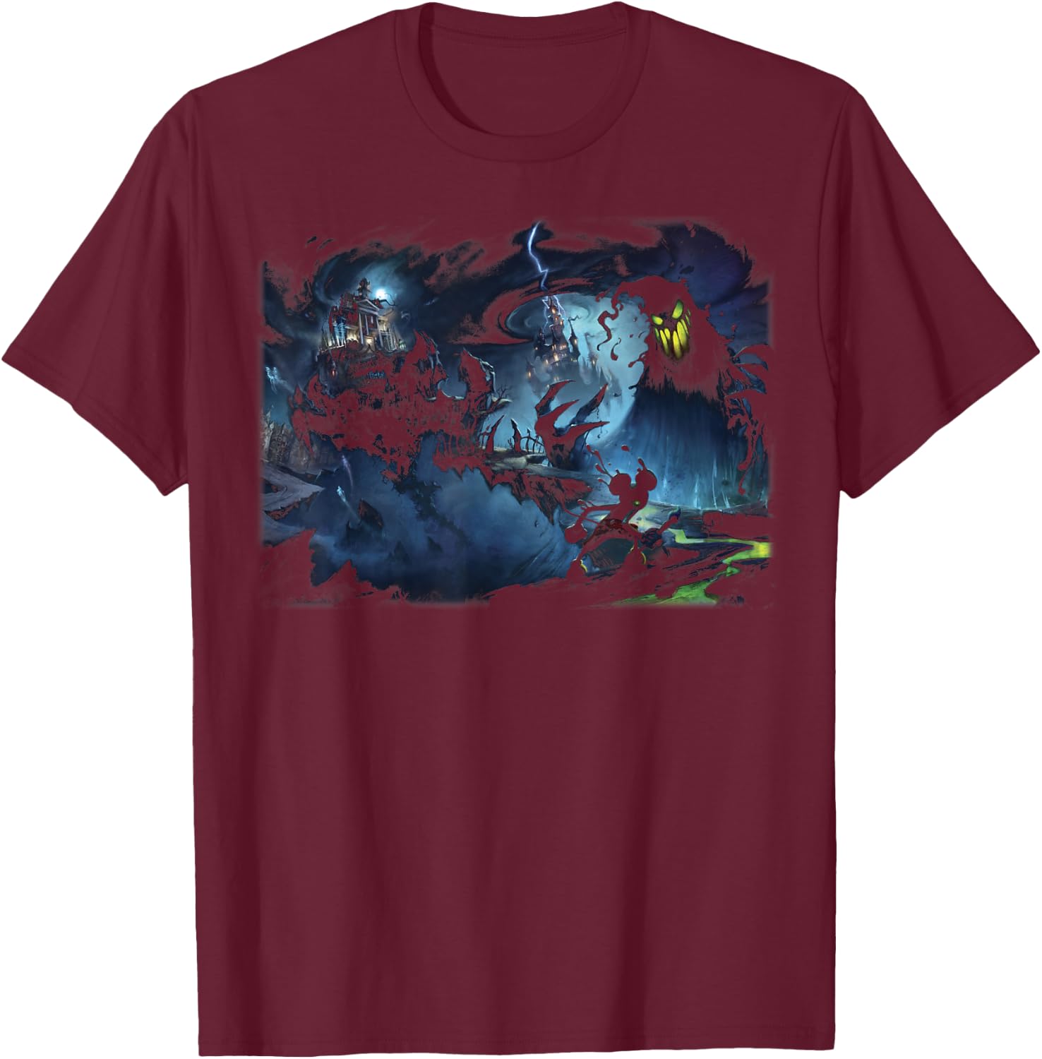 Disney Epic Mickey Game Scene Poster T-Shirt - T-Shirt | Maroon