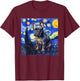 French Bulldog Dog Van Gogh Style Starry Night Men Women Girls Kids T-Shirt - T-Shirt | Maroon