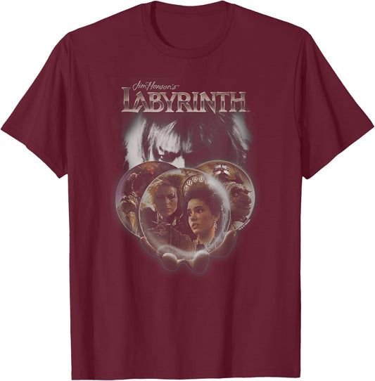 Labyrinth Globes T-Shirt - T-Shirt | Maroon