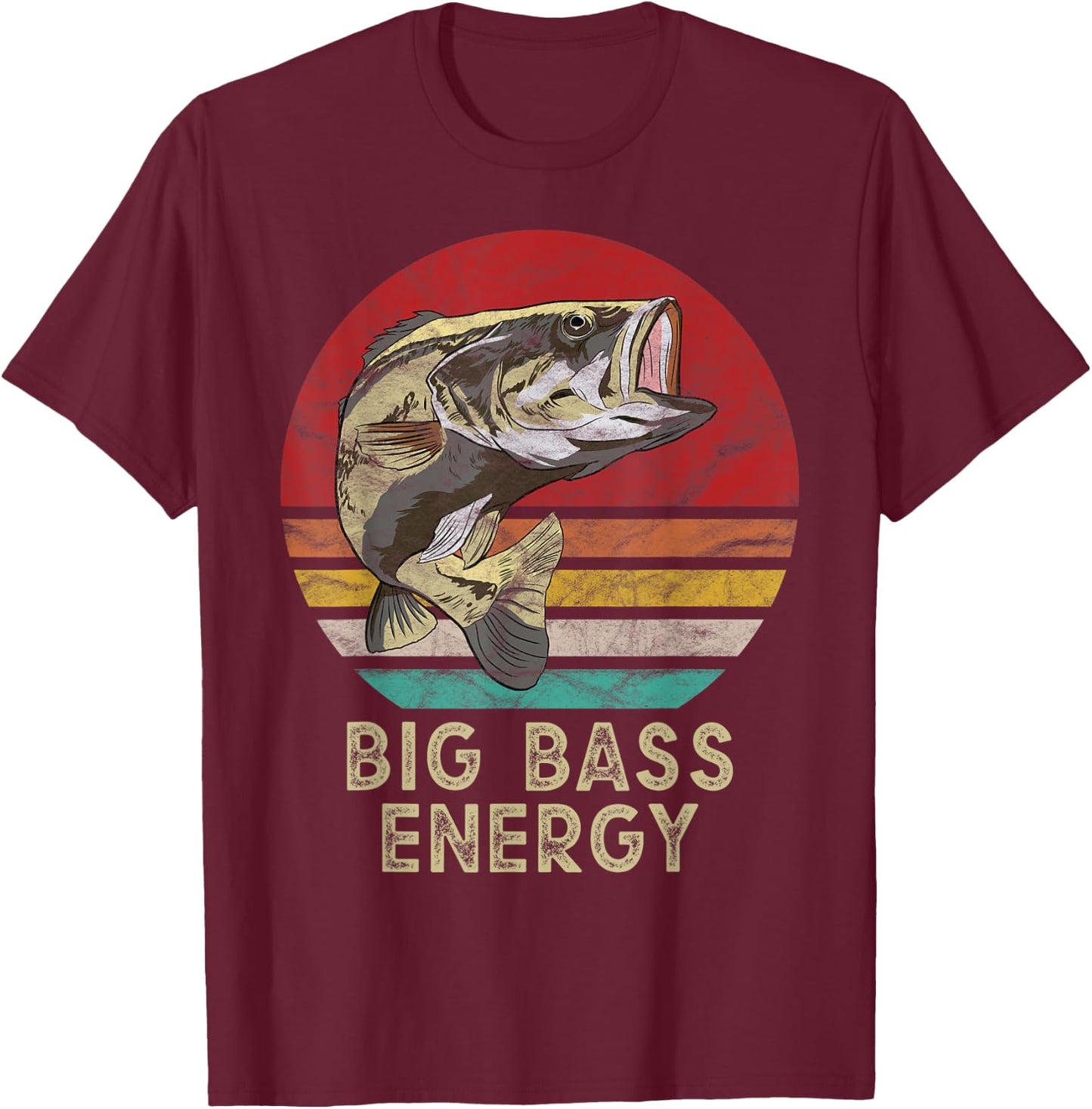 Big Fish Catching Gifts Big Bass Energy Fishing Gift T-Shirt - T-Shirt | Maroon