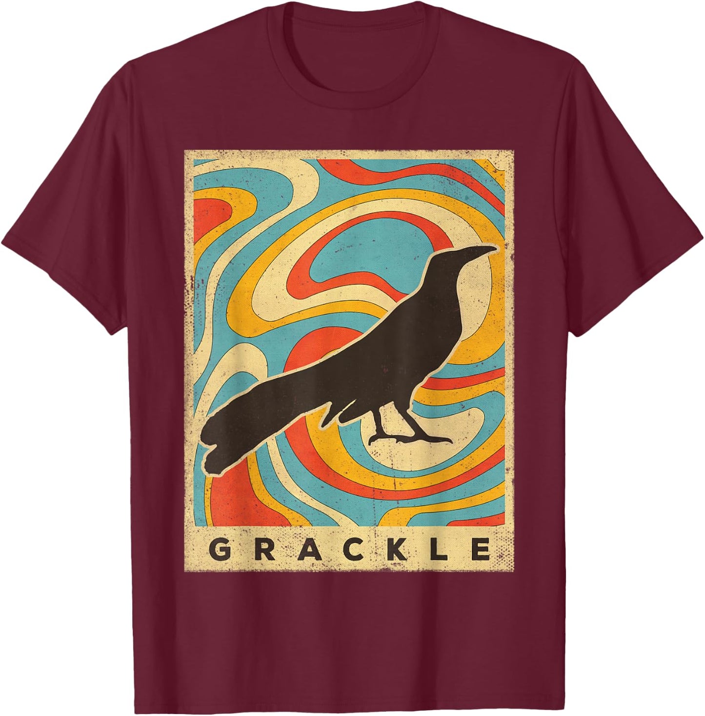 Vintage Grackle Bird Lover Animal Retro Style T-Shirt - T-Shirt | Maroon