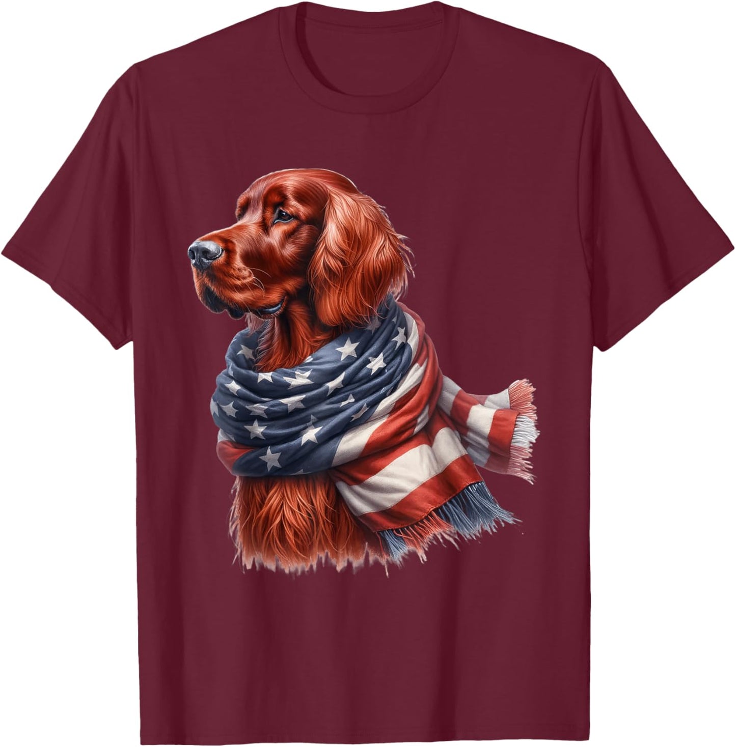 Irish Setter American Flag Patriotic Irish Setter Dog Lover T-Shirt - T-Shirt | Maroon