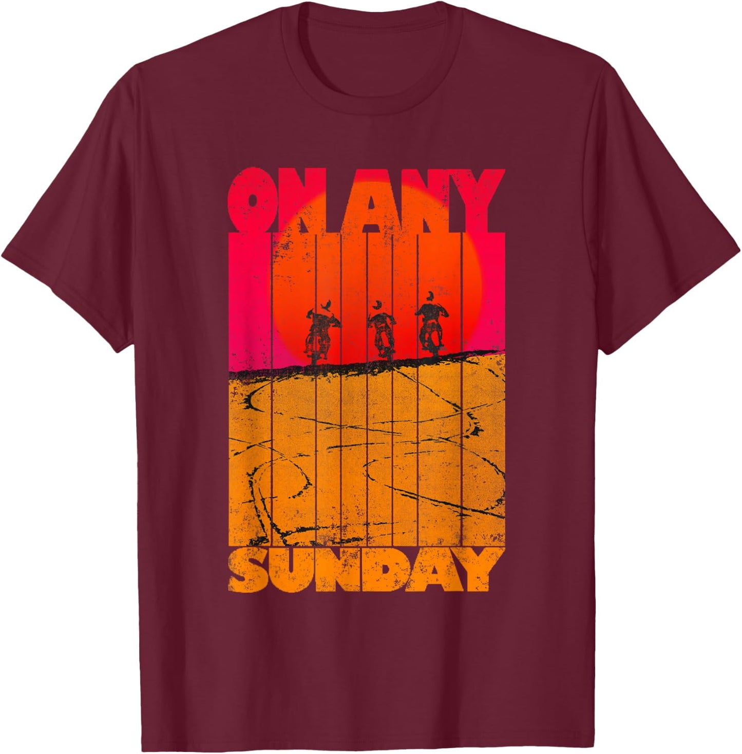 Endless Summer Vintage On Any Sunday - Men's Black Small Classic Fit Short Sleeve T-Shirt - T-Shirt | Maroon
