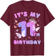 Kids 11 Years Princess Butterfly Its My 11th Birthday Girls T-Shirt - T-Shirt | Maroon