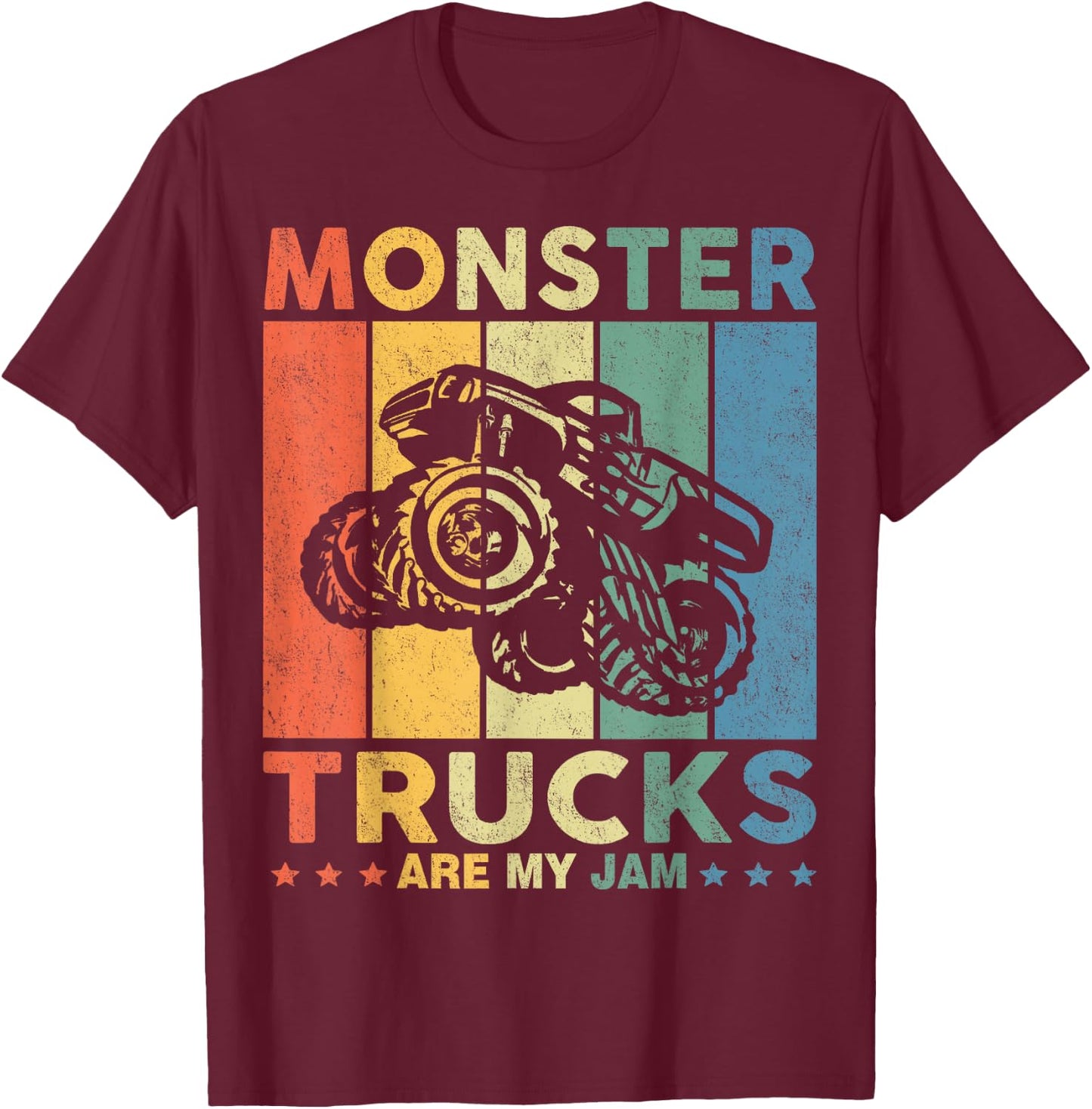 Monster Truck Car for Birthday Boy, Toddlers, Youth & Adults T-Shirt - T-Shirt | Maroon