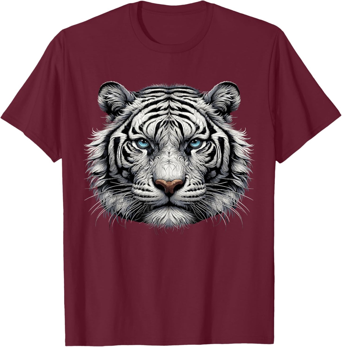 White Bengal Tiger Animal T-Shirt - T-Shirt | Maroon