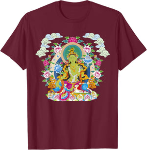 Thangka Buddha Yoga Mandala Meditation Buddhism Namaste T-Shirt - T-Shirt | Maroon